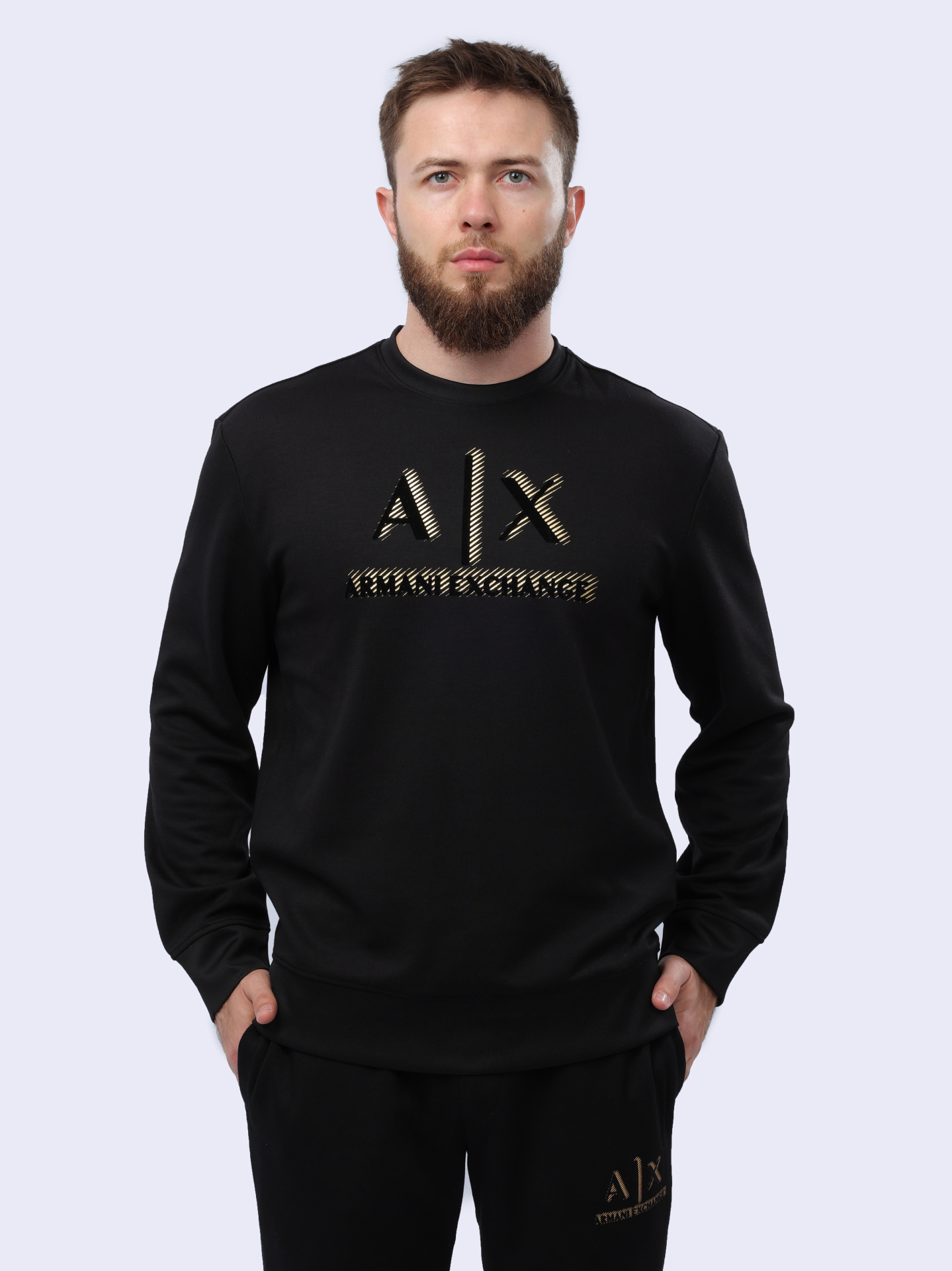 Свитшот Armani Exchange 8NZMSA Z9N1Z 1200 черный мужской с логотипом — купить в интернет-магазине Verdistore