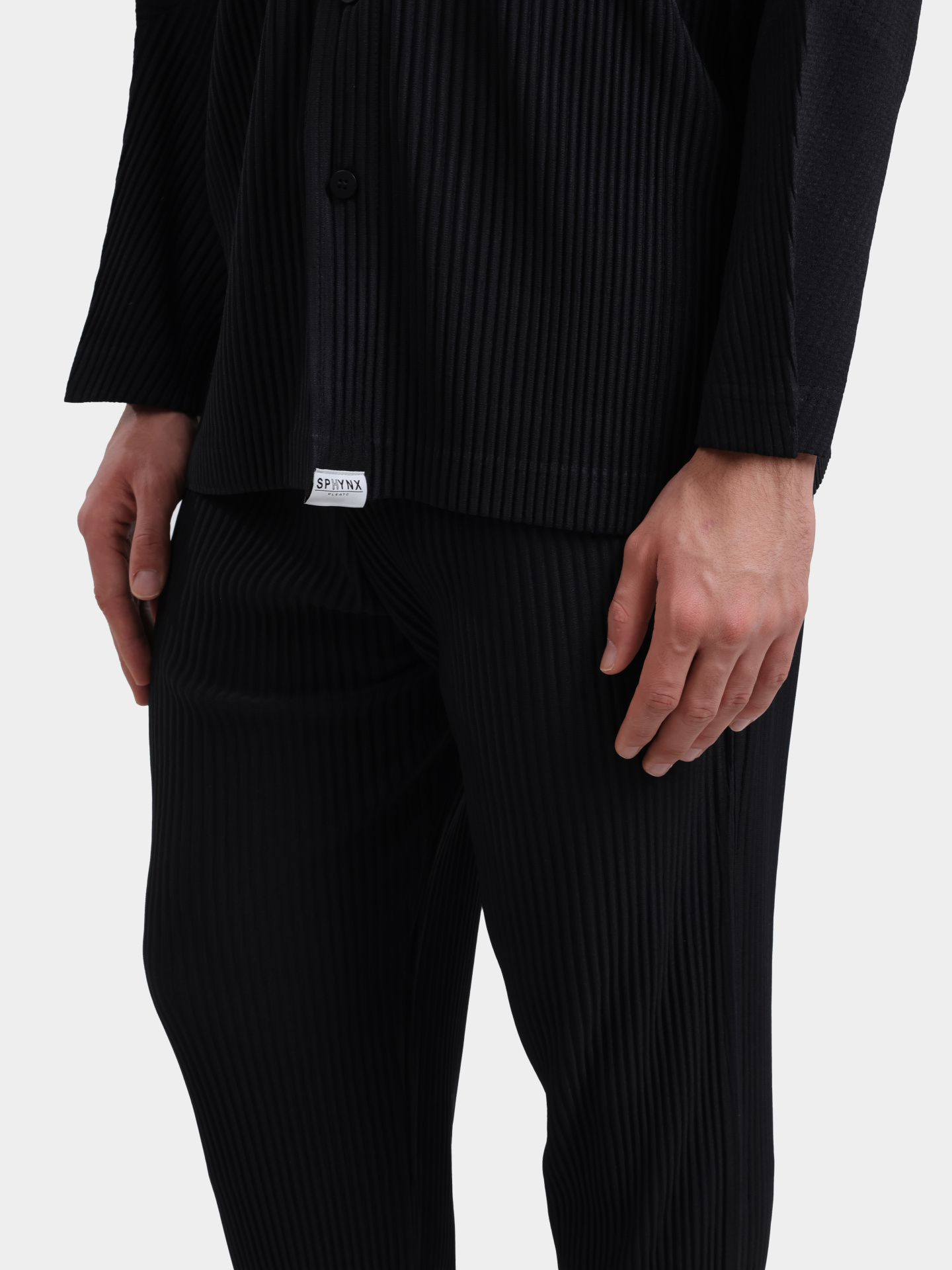 Рубашка Sphynx pleats 6432-1 мужская черная с плиссированной текстурой — купить в интернет-магазине Verdistore