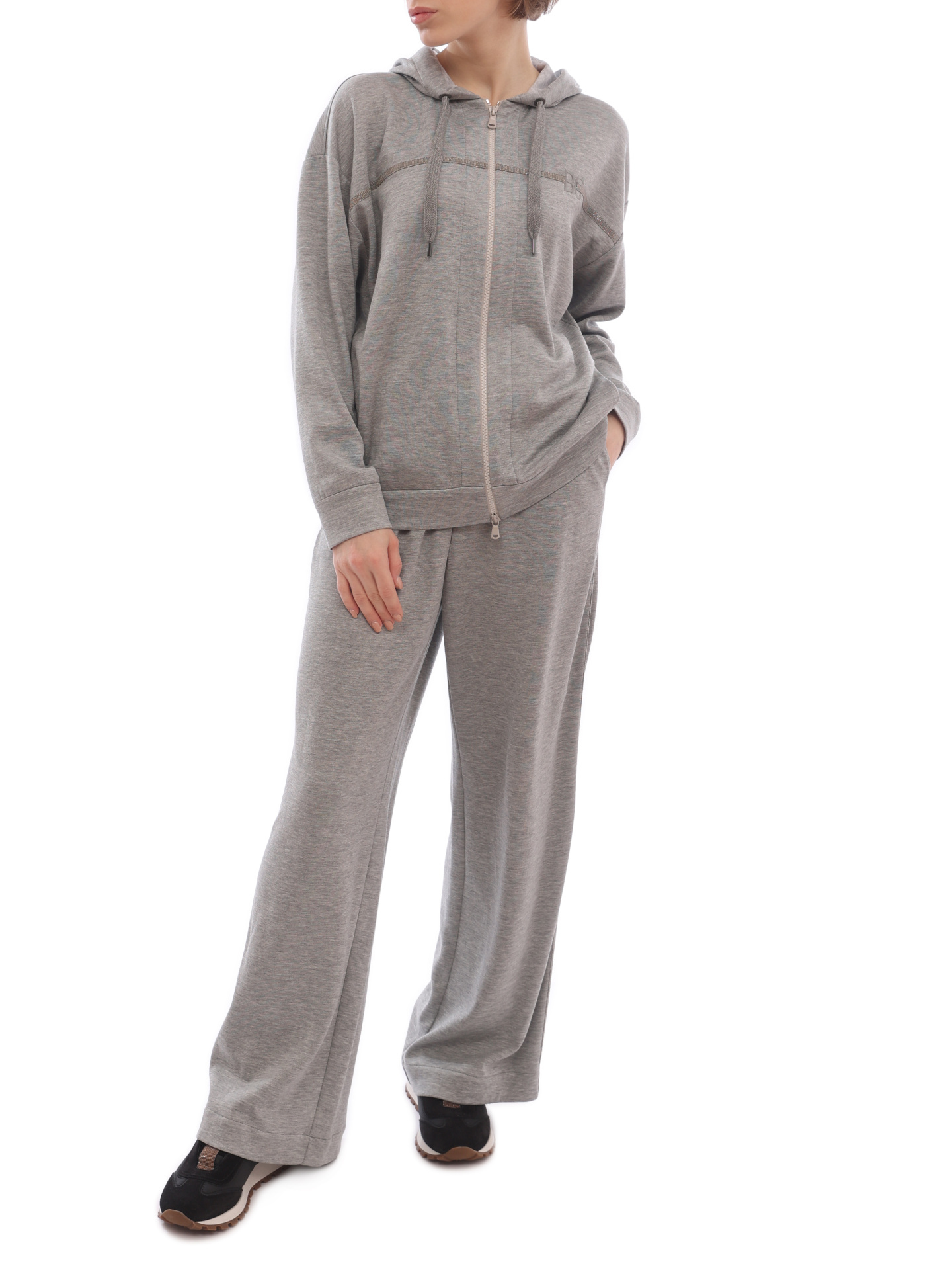 Толстовка Brunello Cucinelli MD828BN406 C571 серая женская — купить в интернет-магазине Verdistore