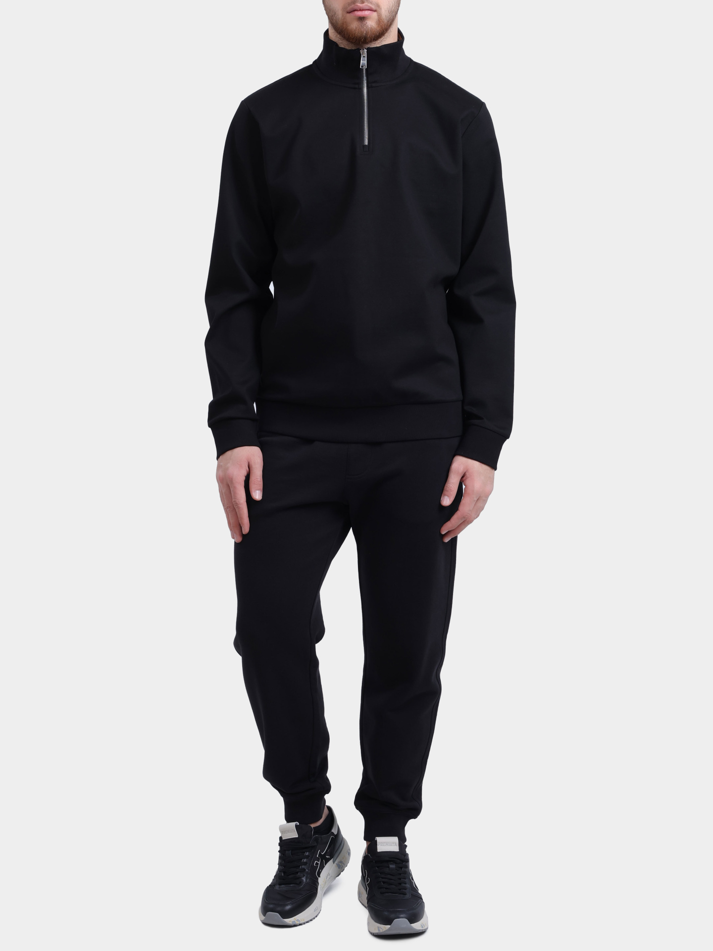 Свитшот Boss 50543887 001 черный мужской на молнии — купить в интернет-магазине Verdistore