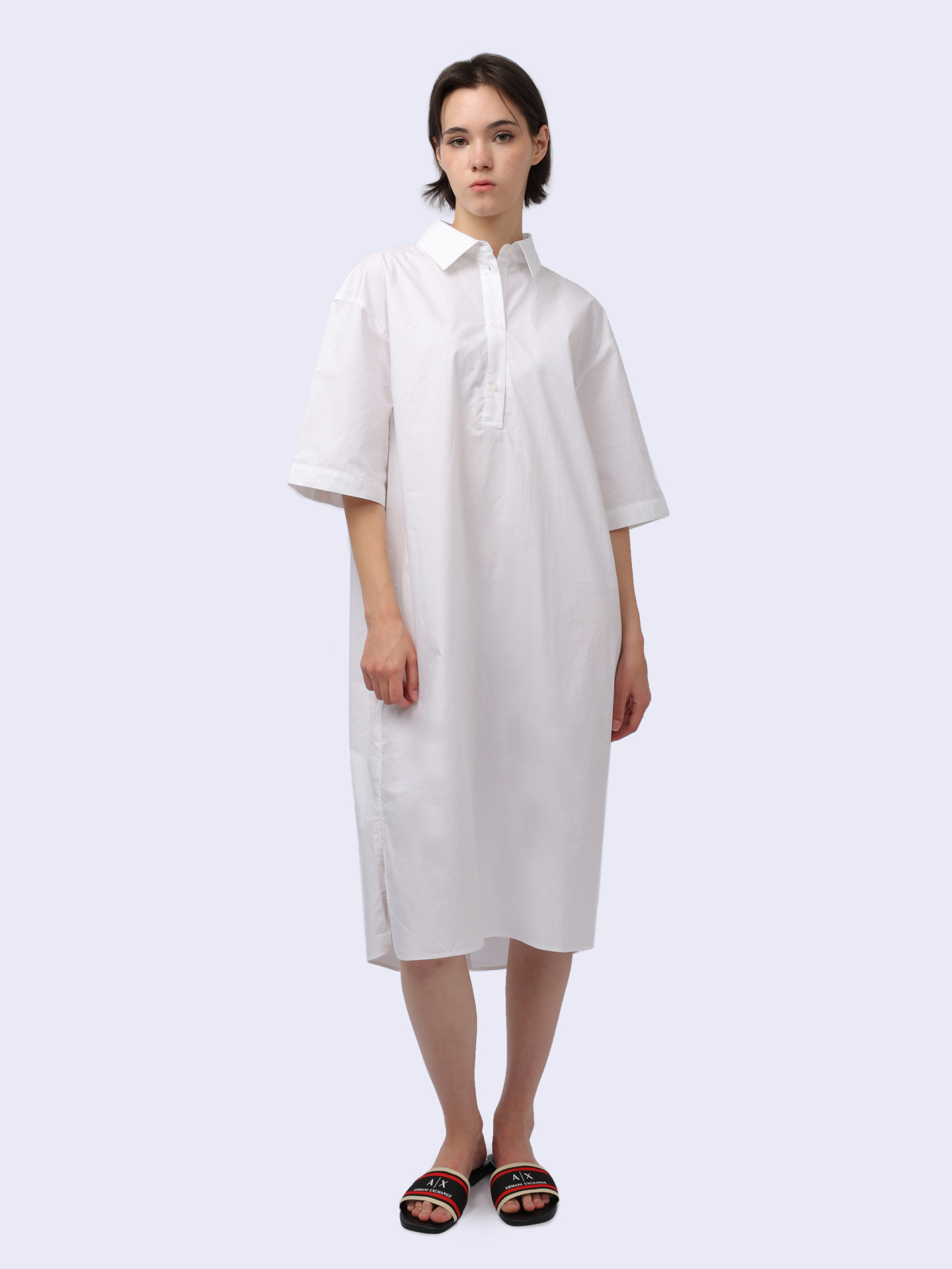 Платье-рубашка Armani Exchange 3DYA29 YN4RZ 1000 белое женское из хлопка — купить в интернет-магазине Verdistore