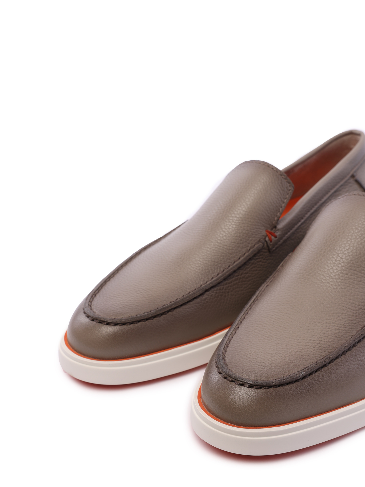 Лоферы серые кожаные на белой изогнутой подошве  — купить в интернет-магазине Verdistore