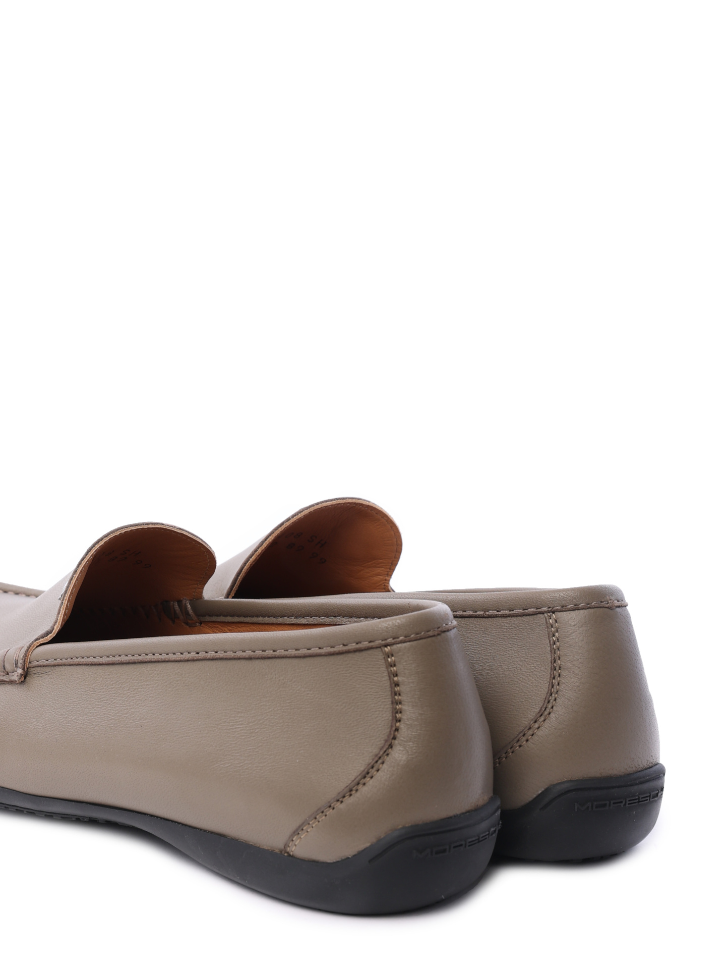 Мокасины серо-бежевые кожаные с приподнятым носком — купить в интернет-магазине Verdistore