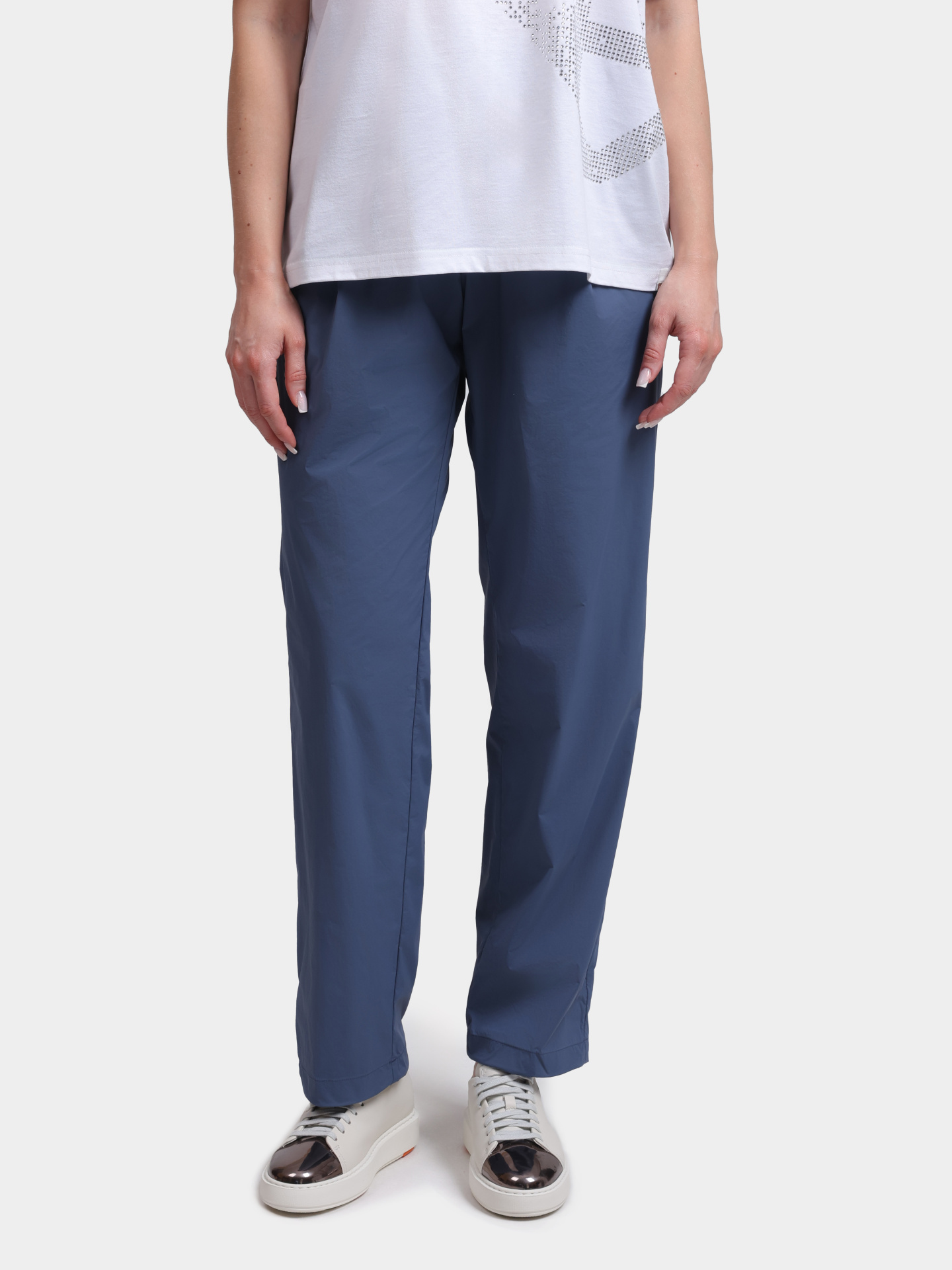 Брюки Herno PT000193U 12431SZ 9119 голубые женские с поясом на кулиске  — купить в интернет-магазине Verdistore