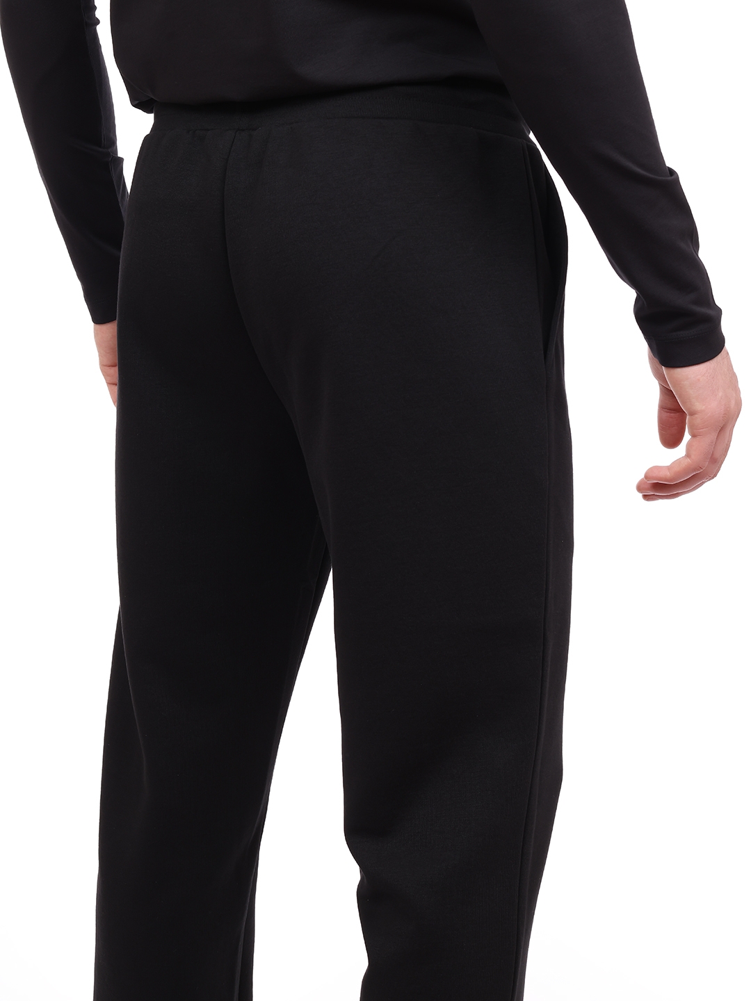 Брюки спортивные черные хлопоквые с логотипом под карманом — купить в интернет-магазине Verdistore