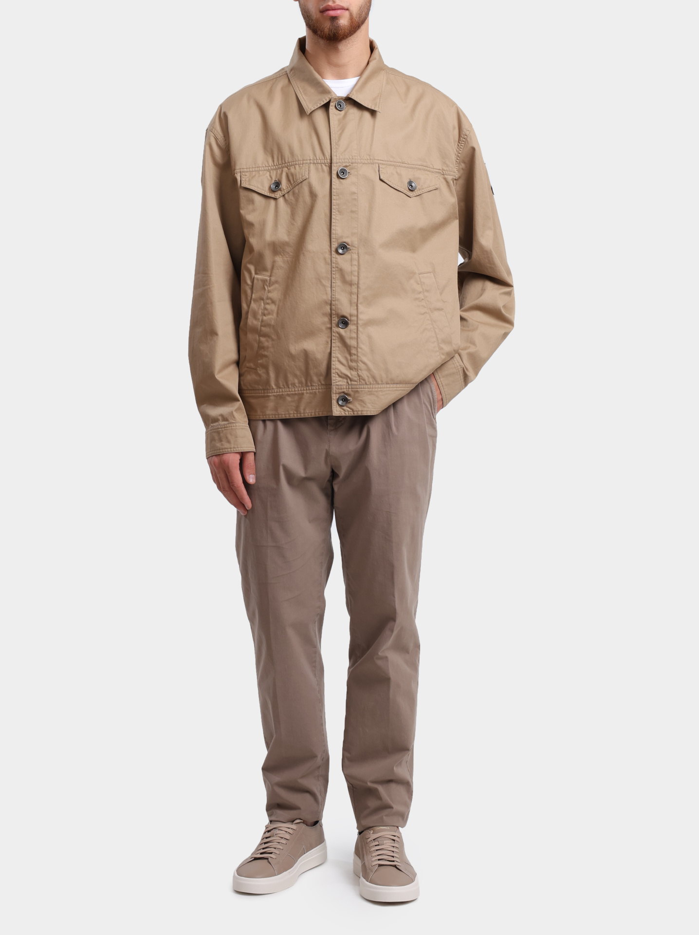 Куртка GI000328U 13211 2105 бежевая мужская с логотипом на рукаве — купить в интернет-магазине Verdistore