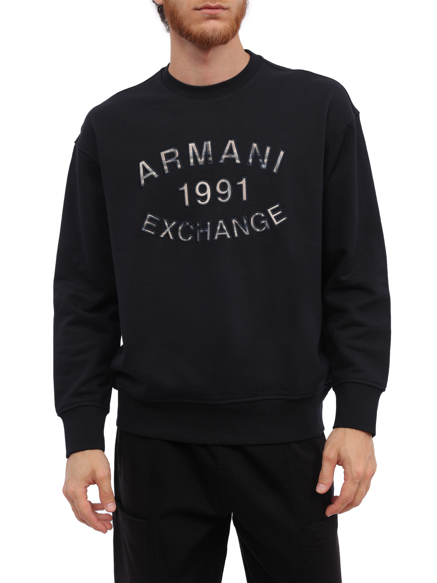 Свитшот Armani Exchange 6RZMGA ZJ4XZ 1583 черный мужской с логотипом — купить в интернет-магазине Verdistore