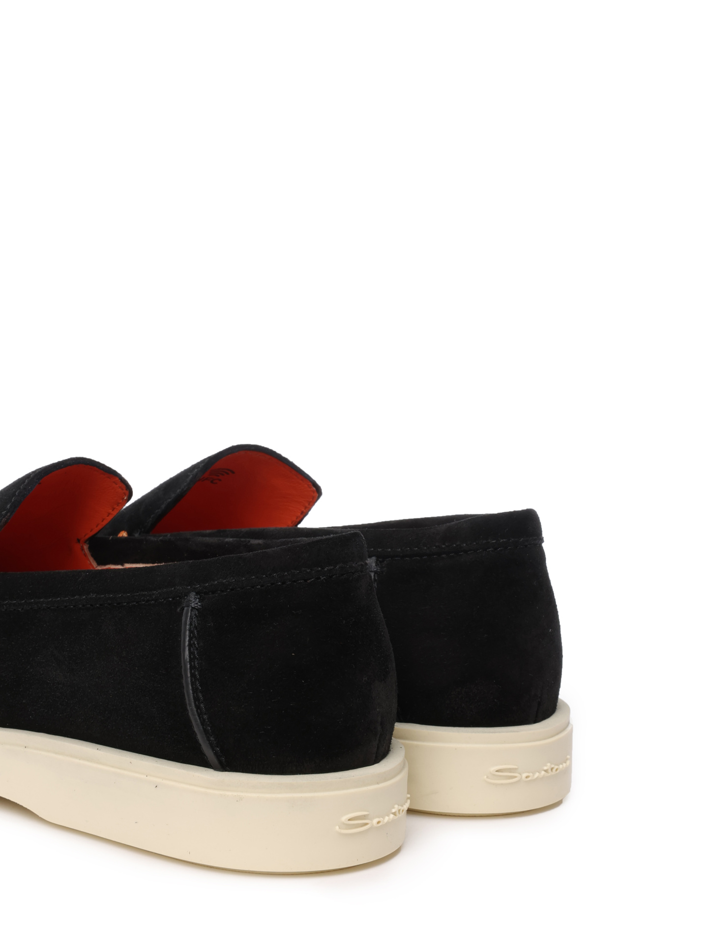 Лоферы замшевые черные на изогнутой белой подошве  — купить в интернет-магазине Verdistore