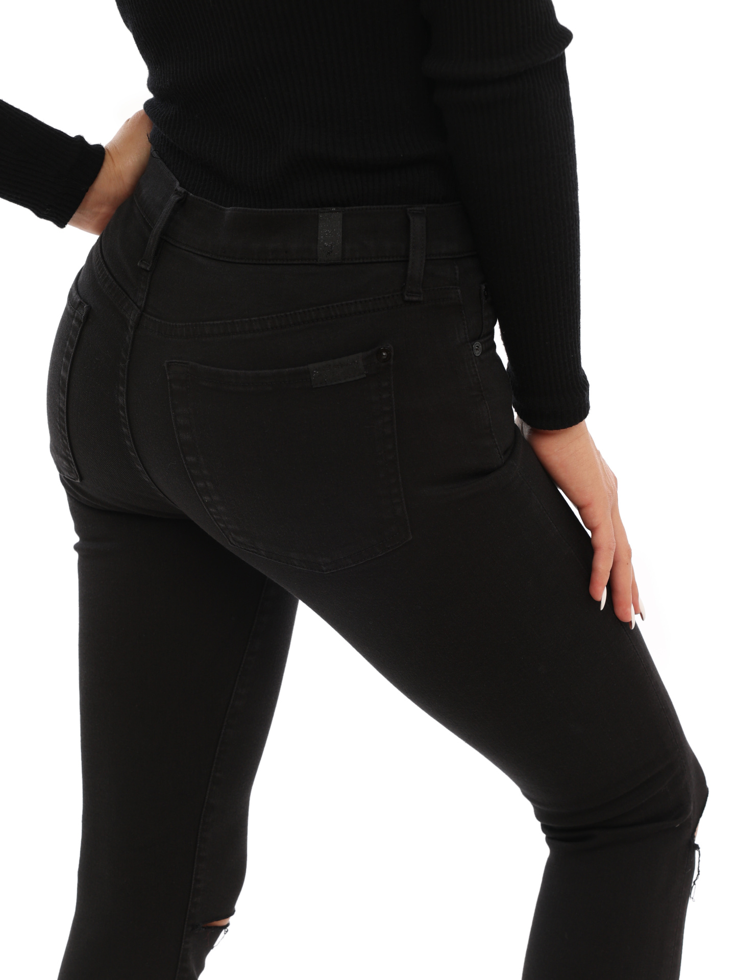 Джинсы скинни 7 For All Mankind SWT5260BG черные женские — купить в интернет-магазине Verdistore