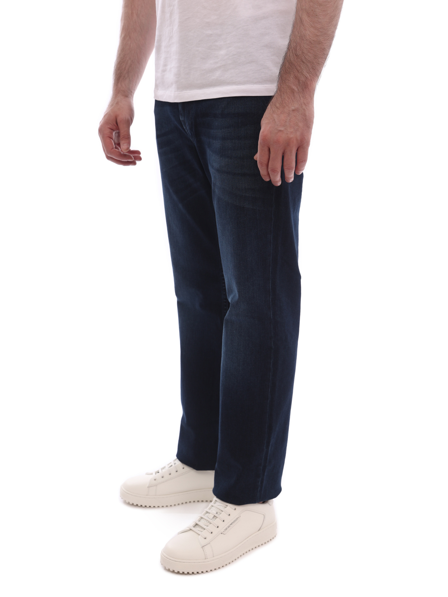 Джинсы 7 For All Mankind JSMNR460AI темно-синие мужские с декоративнымии потертостями — купить в интернет-магазине Verdistore
