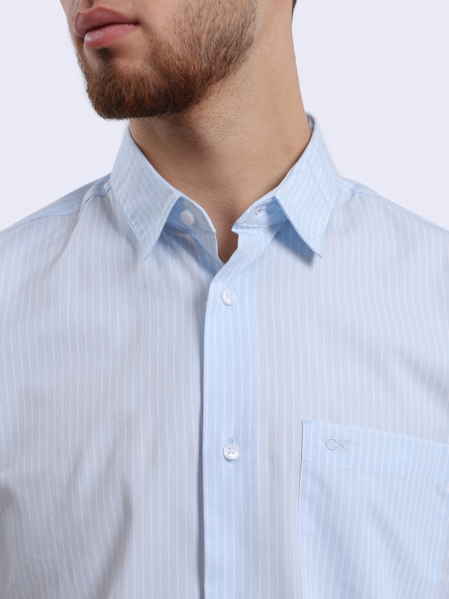 Рубашка Calvin Klein K10K113491 C1S голубая мужская в полоску — купить в интернет-магазине Verdistore