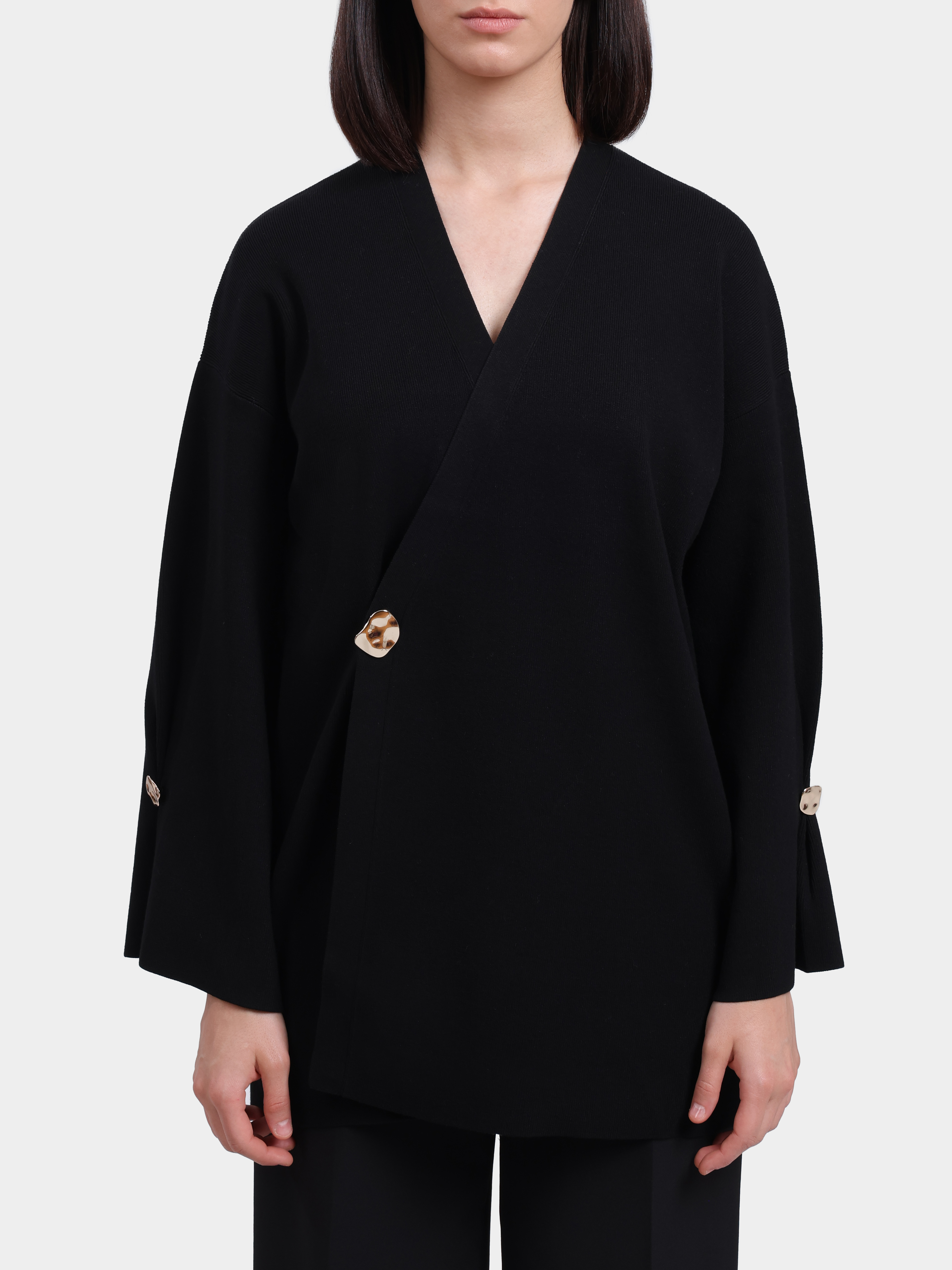 Кардиган Liu-Jo BLACK LABEL CF6091 MS99E 22222 черный женский с крупным золотыми пуговицами — купить в интернет-магазине Verdistore