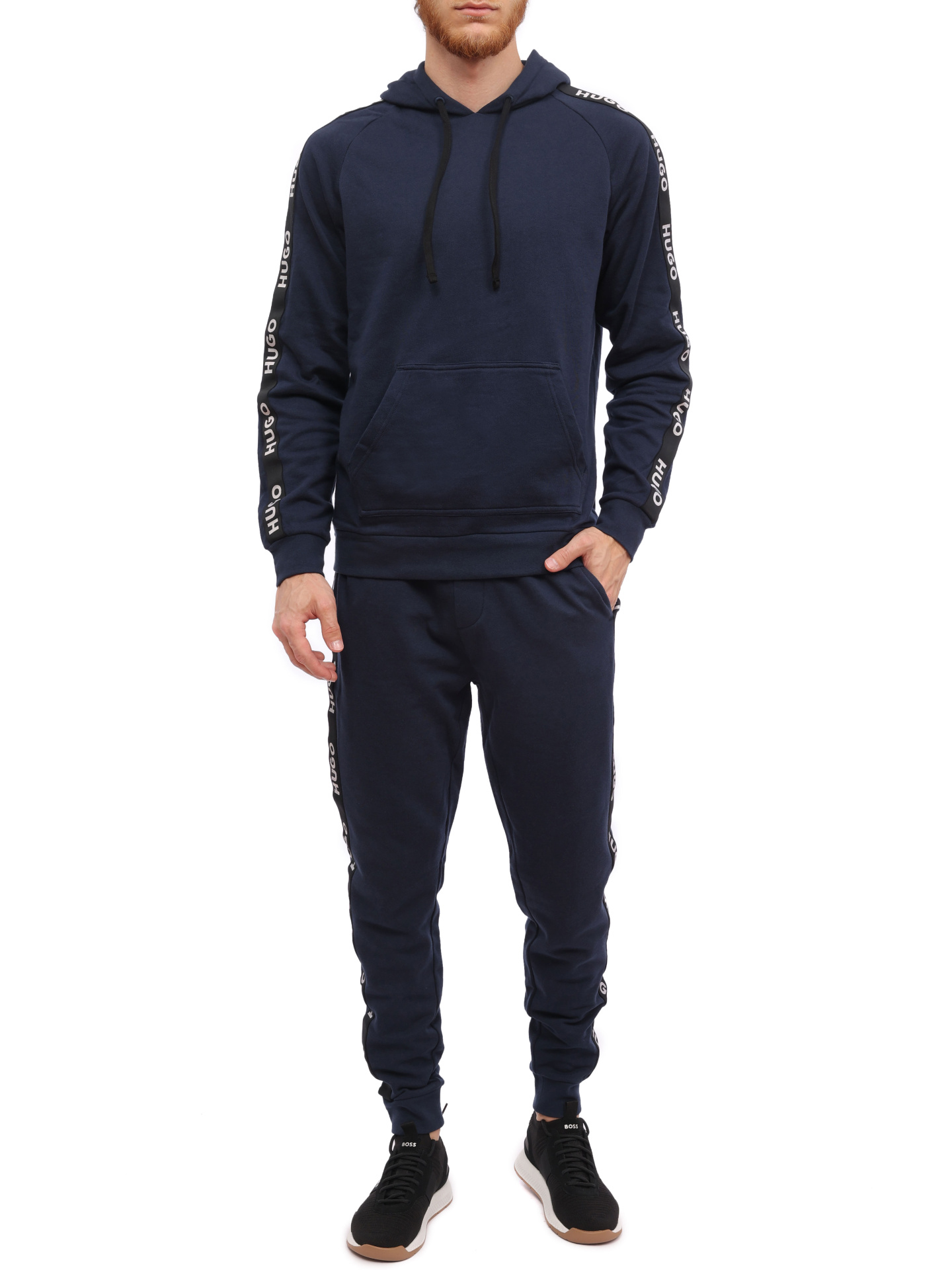 Брюки темно-синие хлопковые зауженные со вставками по бокам — купить в интернет-магазине Verdistore