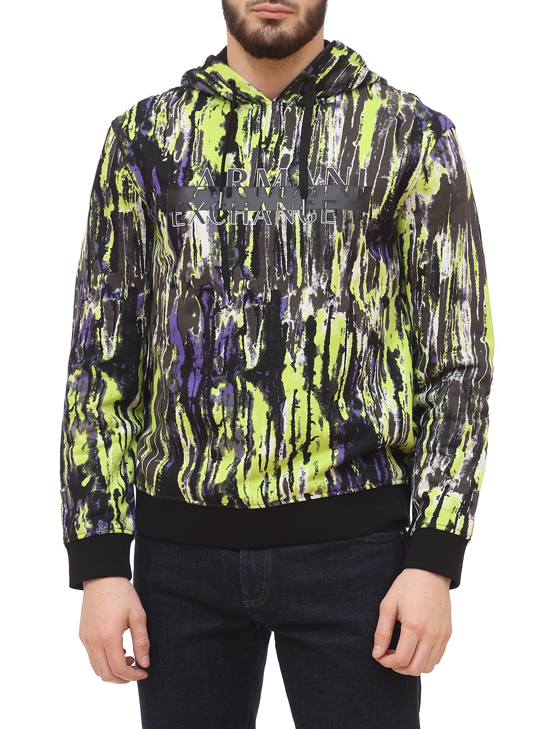 Худи Armani Exchange 3KZMFQ ZJ2RZ 2898 комбинированное мужское с логотипом — купить в интернет-магазине Verdistore