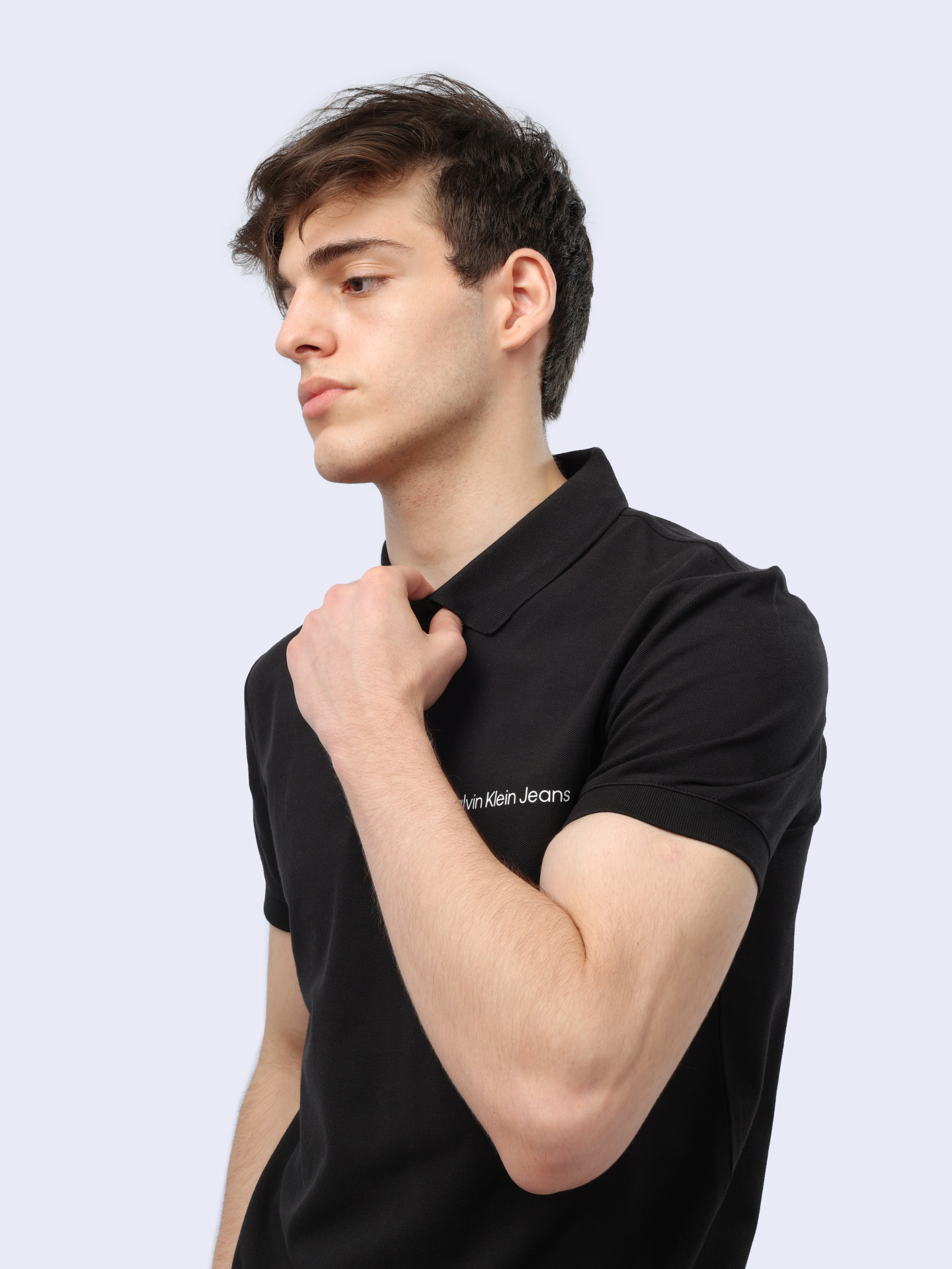 Поло Calvin Klein Jeans J30J325495 черное мужское из хлопка — купить в интернет-магазине Verdistore