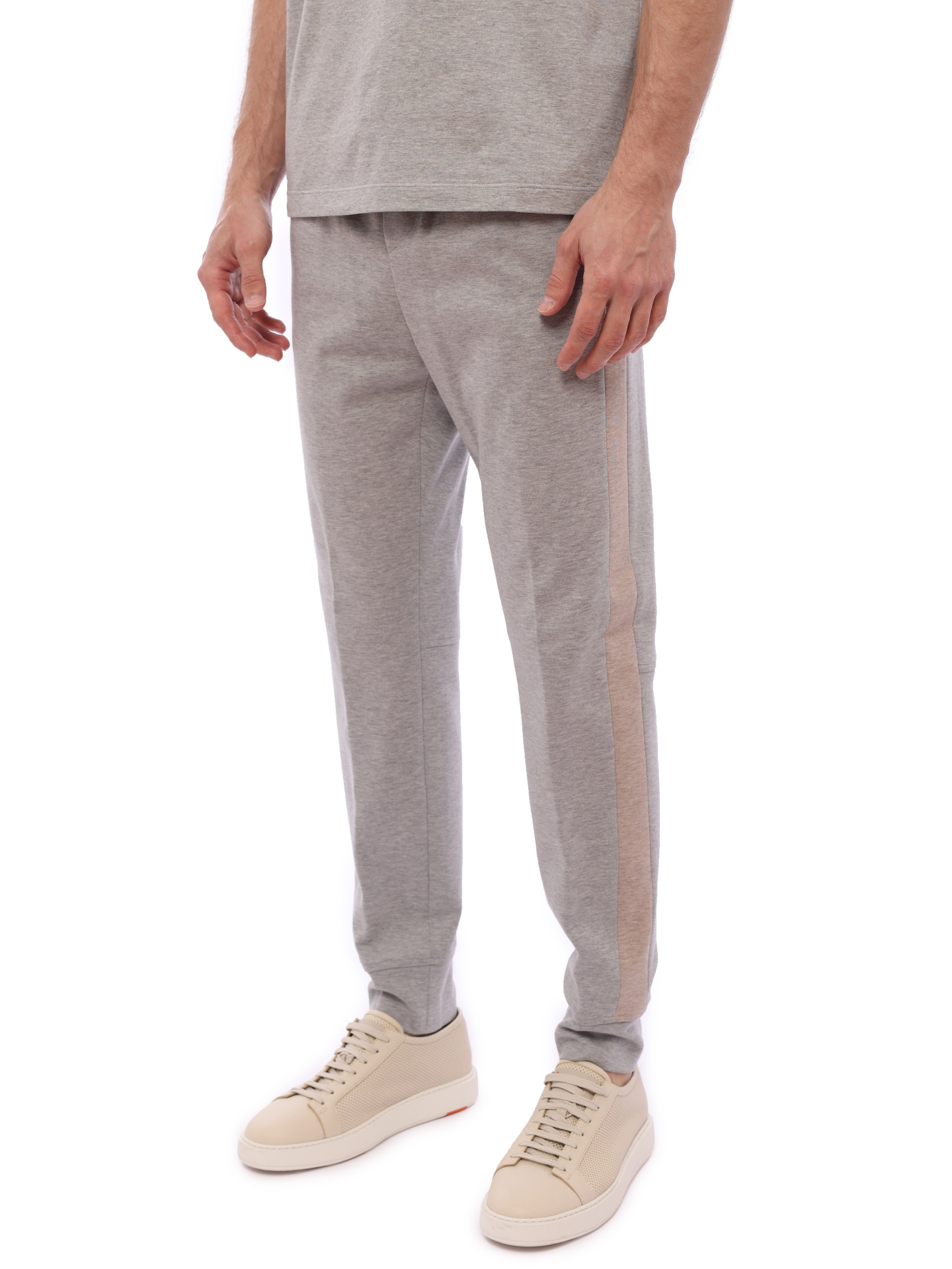 Брюки серые хлопковые зауженные с эластичным поясом — купить в интернет-магазине Verdistore