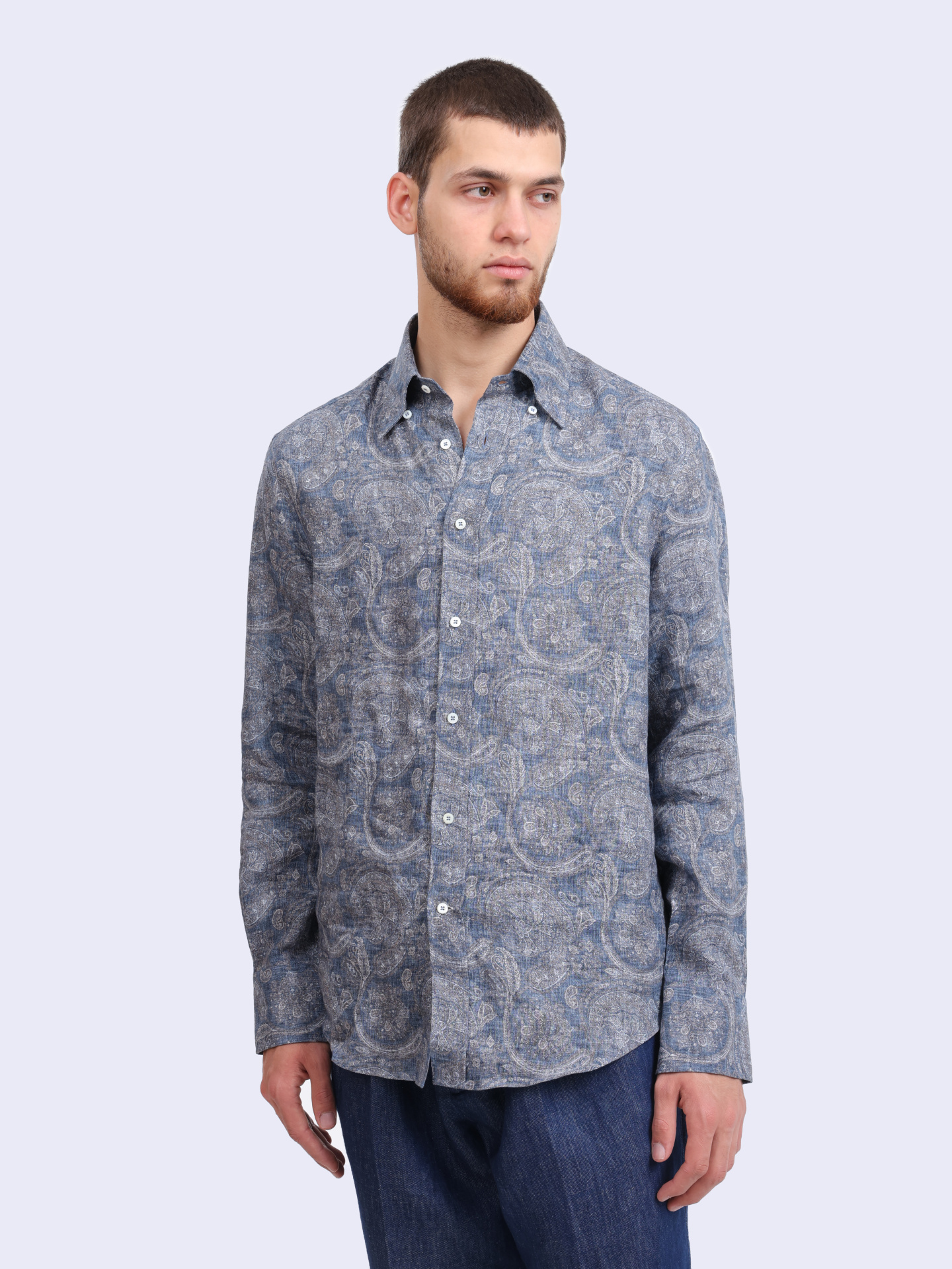 Рубашка Brunello Cucinelli MM6561716 C001 льняная мужская — купить в интернет-магазине Verdistore