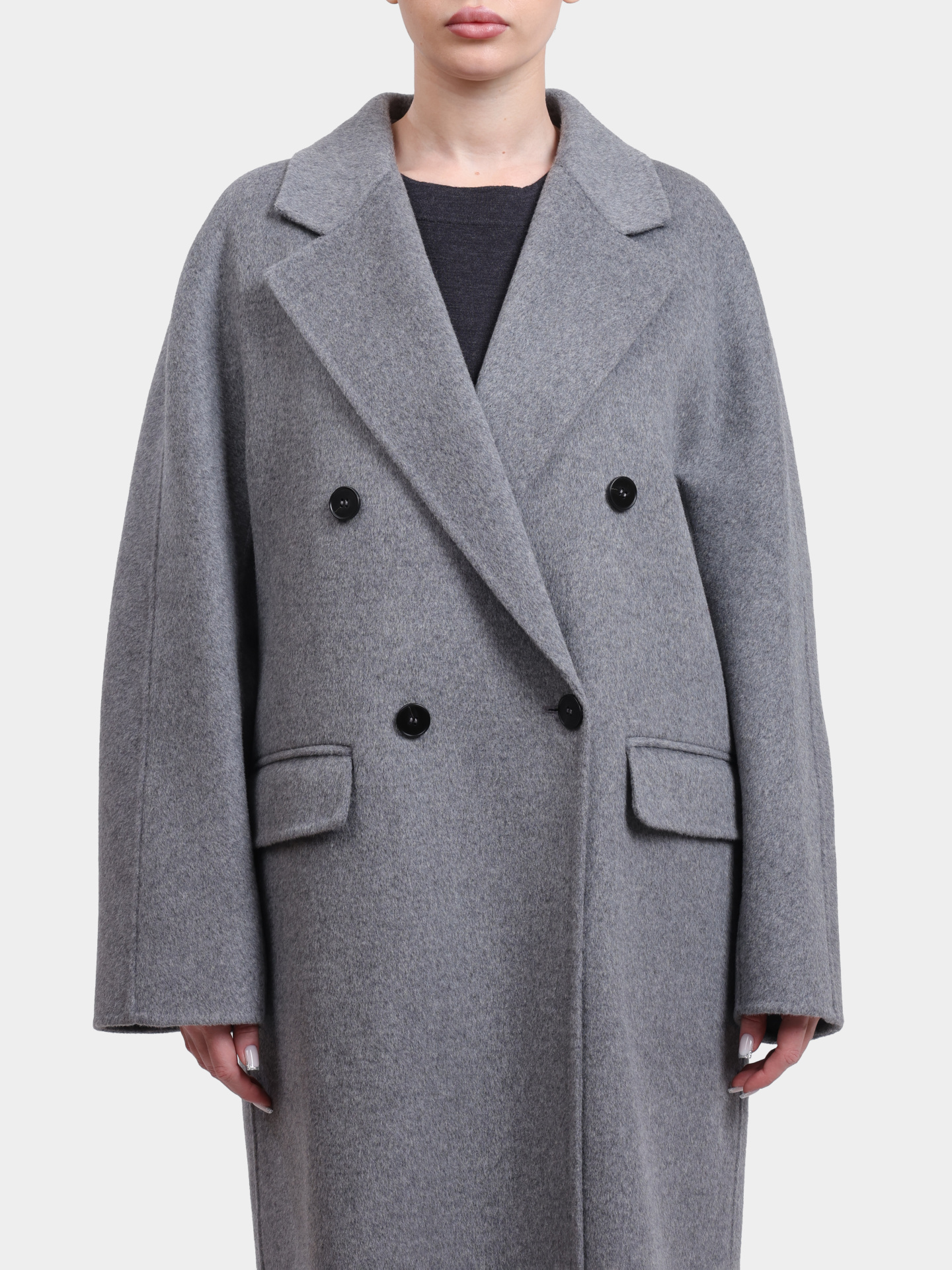 Пальто Alpha Studio AD-4690N 2005 серое женское двубортное — купить в интернет-магазине Verdistore