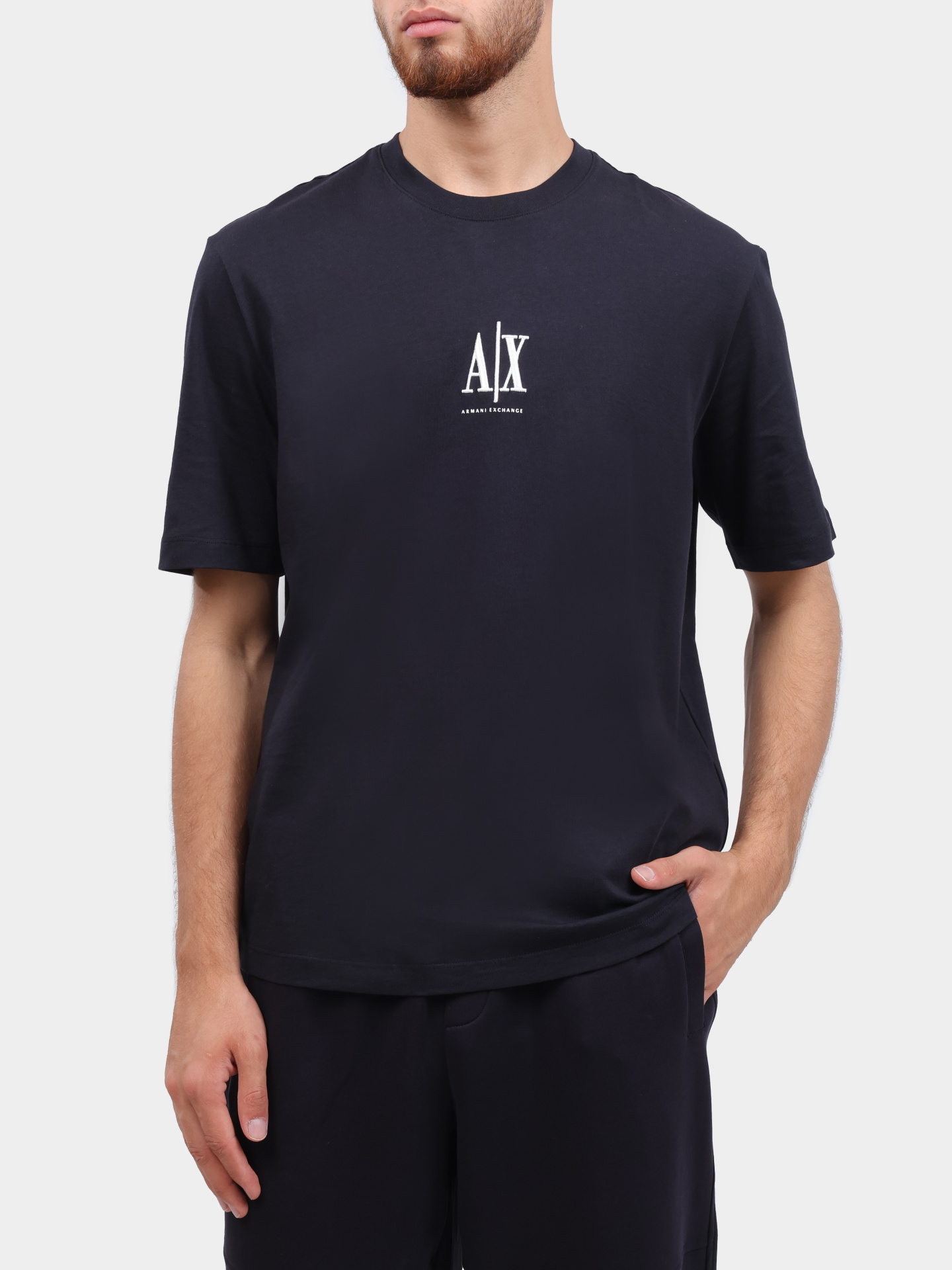 Футболка Armani Exchange XM000363 AF12308 UB101 темно-синяя мужская с логотипом — купить в интернет-магазине Verdistore