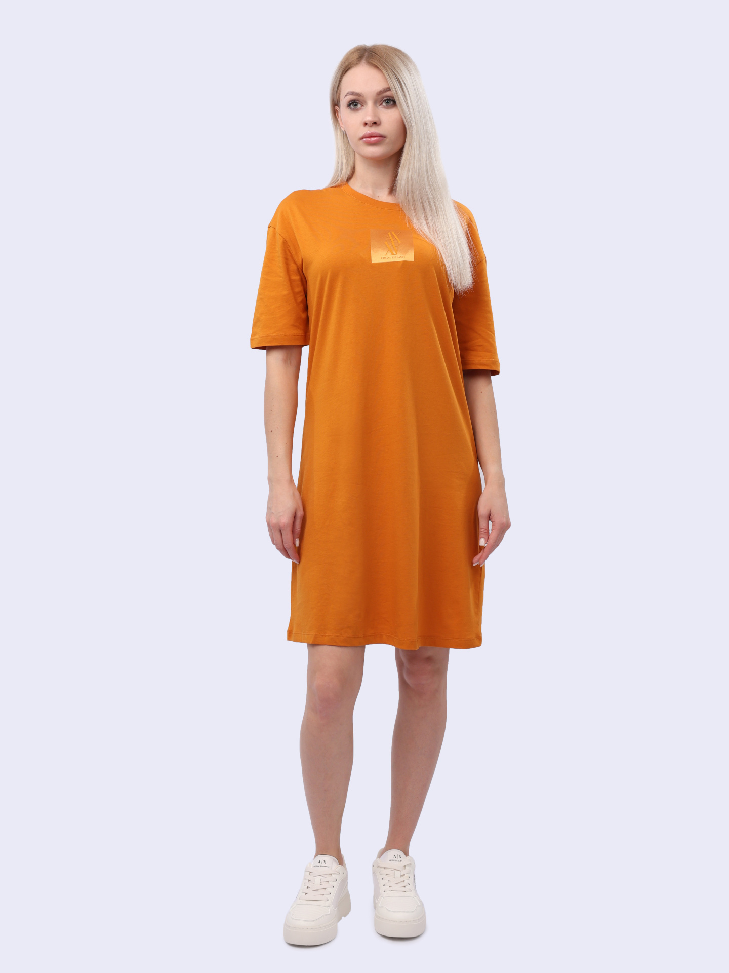 Платье Armani Exchange 6DYA79 YJ3RZ 1799 оранжевое женское с логотипом — купить в интернет-магазине Verdistore