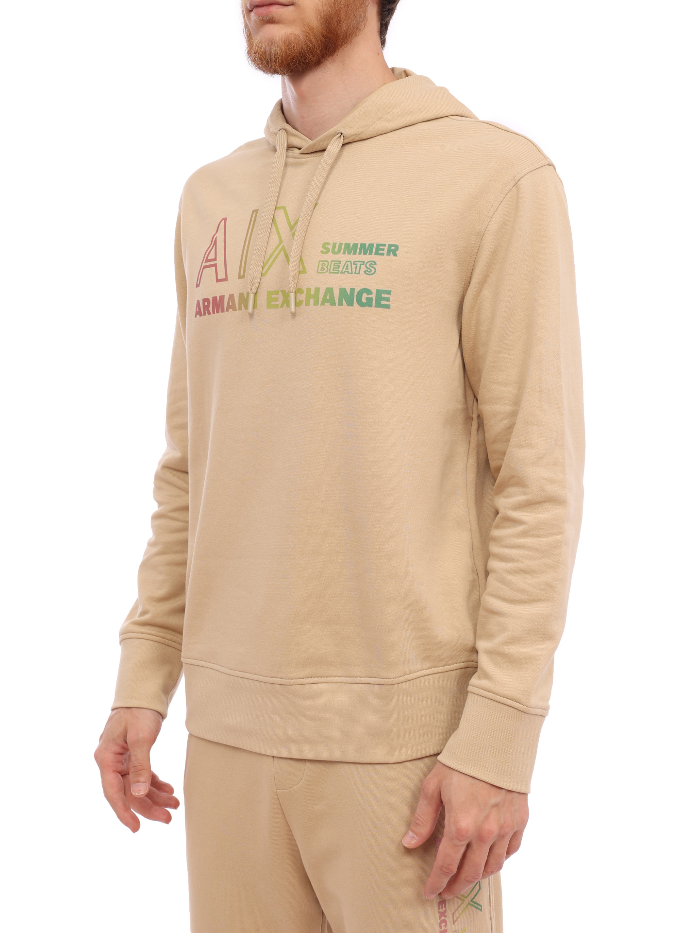 Толстовка Armani Exchange 3RZMJA ZJ7KZ 1785 бежевая мужская из хлопка — купить в интернет-магазине Verdistore