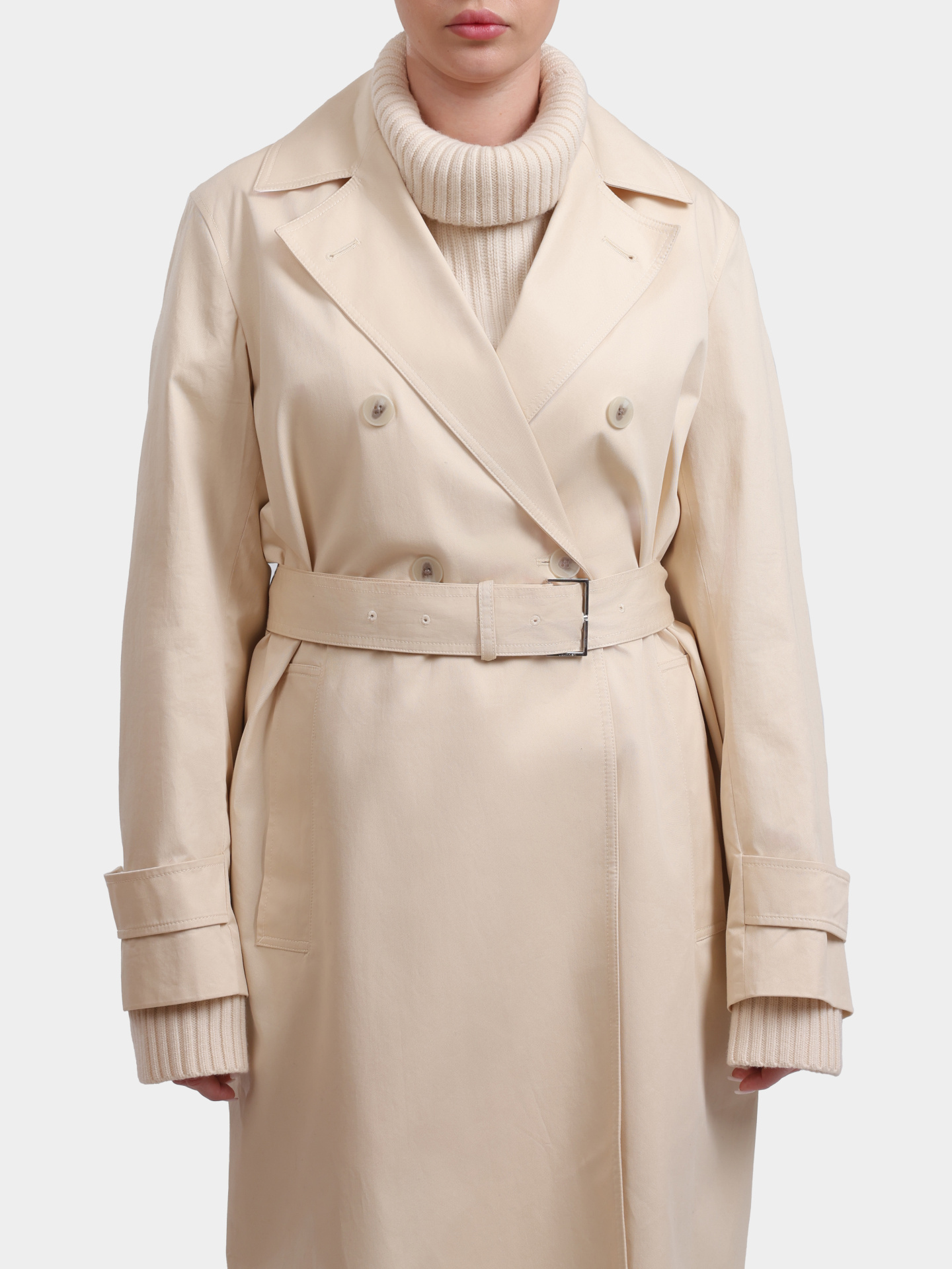 Тренч Calvin Klein K20K207281 PGD молочный женский из хлопка — купить в интернет-магазине Verdistore