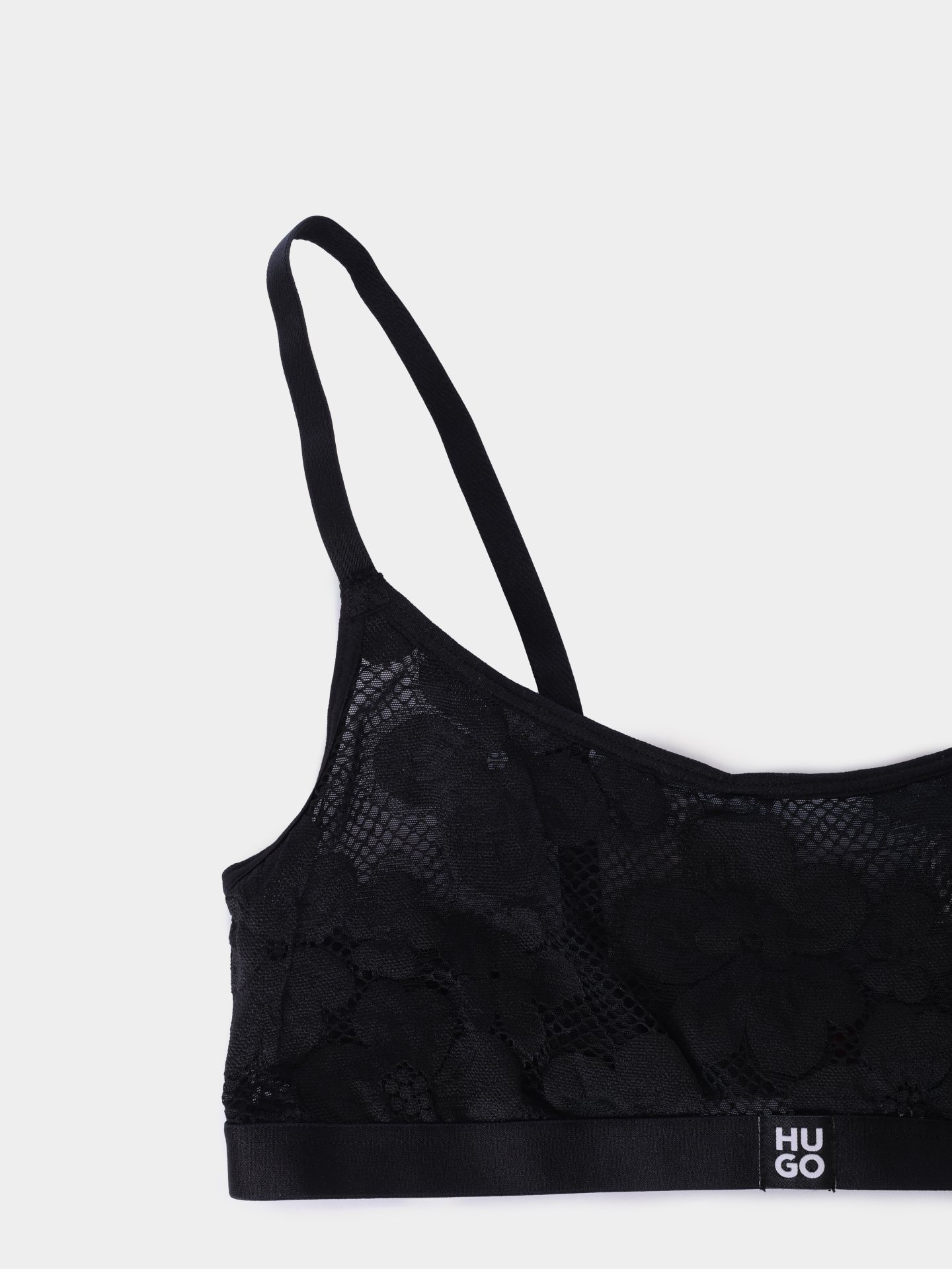 Бюст HUGO RED BLOOM LACE BRALETTE 10279381 01 50561601 001 черный женский кружевной с маленьким логотипом  — купить в интернет-магазине Verdistore