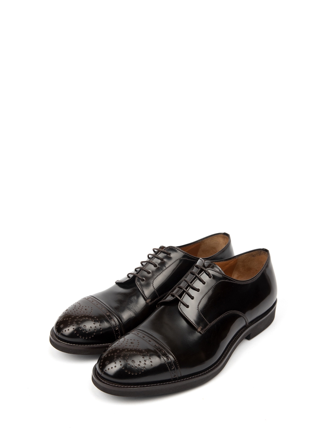 Туфли из гладкой отполированной до блеска коричневой кожи — купить в интернет-магазине Verdistore