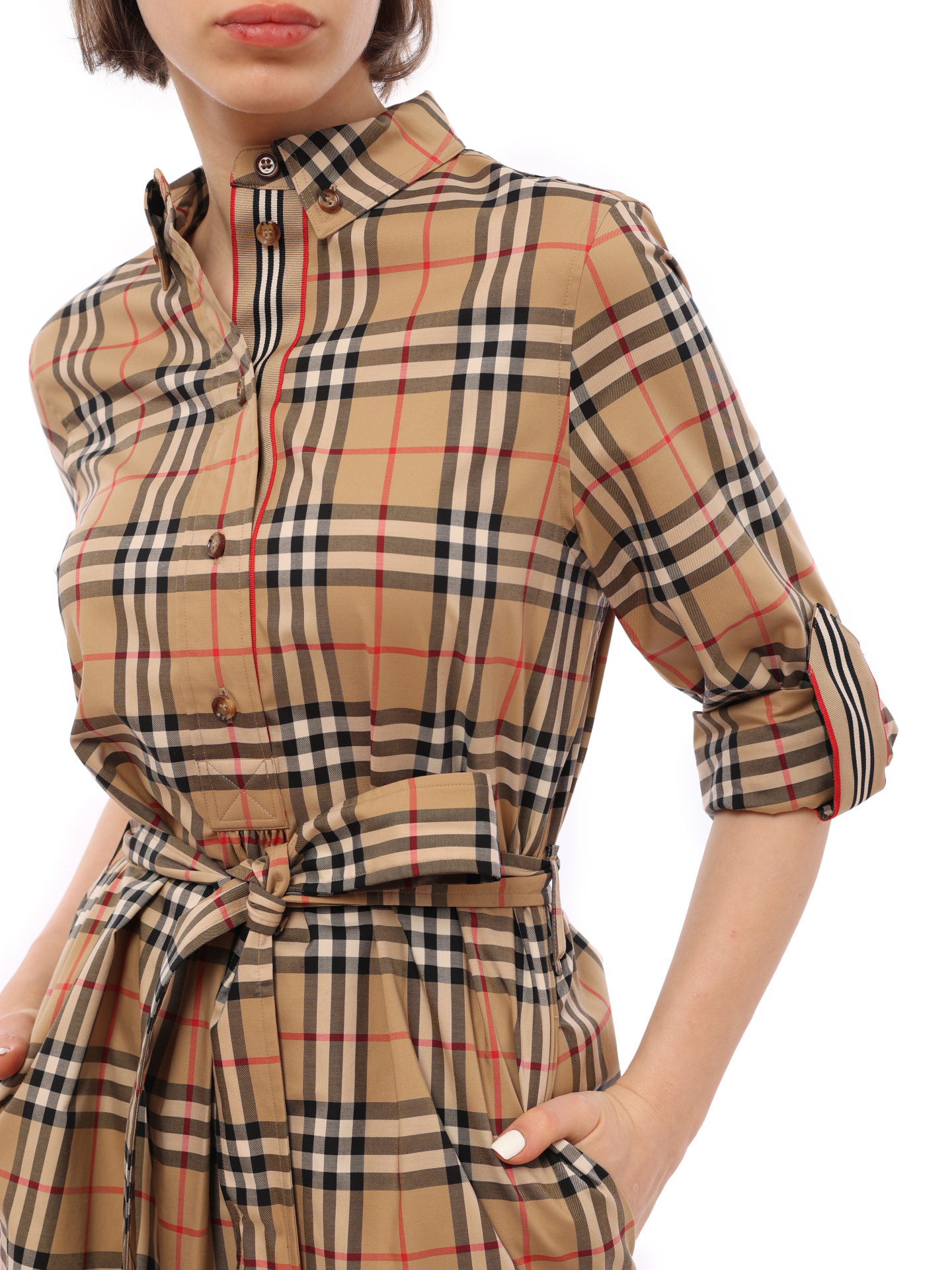 Платье Burberry 8024585 A7028 хлопковое женское в клетку — купить в интернет-магазине Verdistore