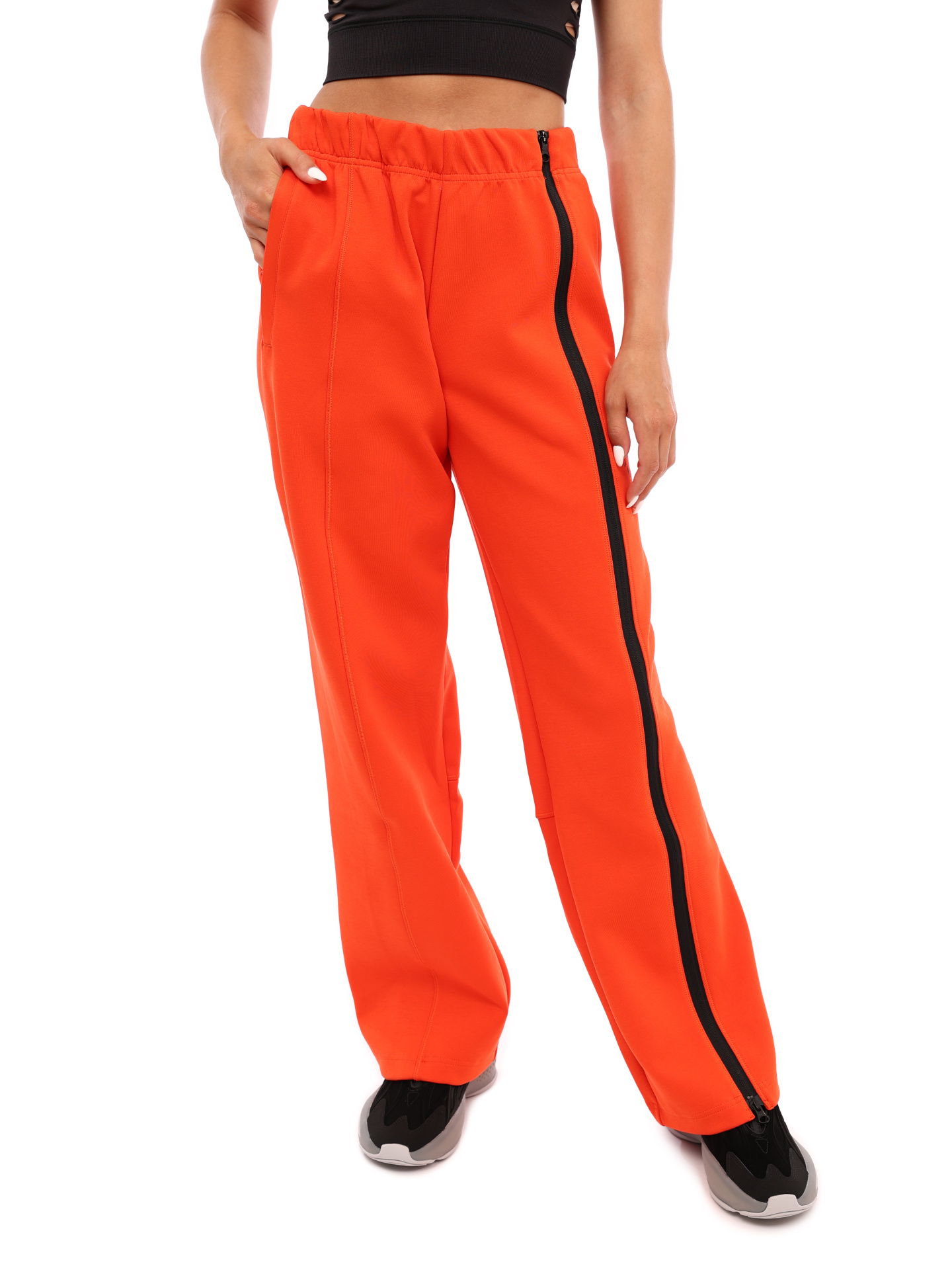 Брюки Adidas by Stella McCartney H59285 оранжевые женские с полосой — купить в интернет-магазине Verdistore