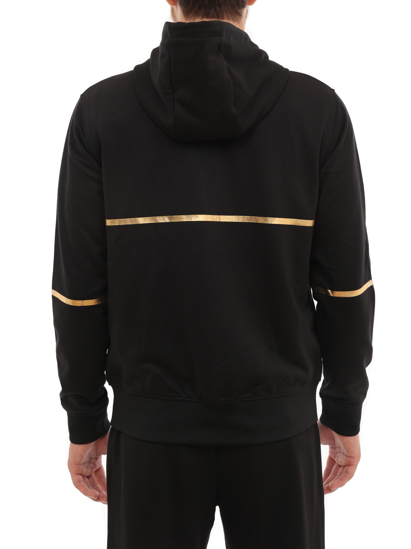 Мастерка Armani Exchange 3LZMNB Z9N1Z 02DX черная мужская с контрастными полосами — купить в интернет-магазине Verdistore