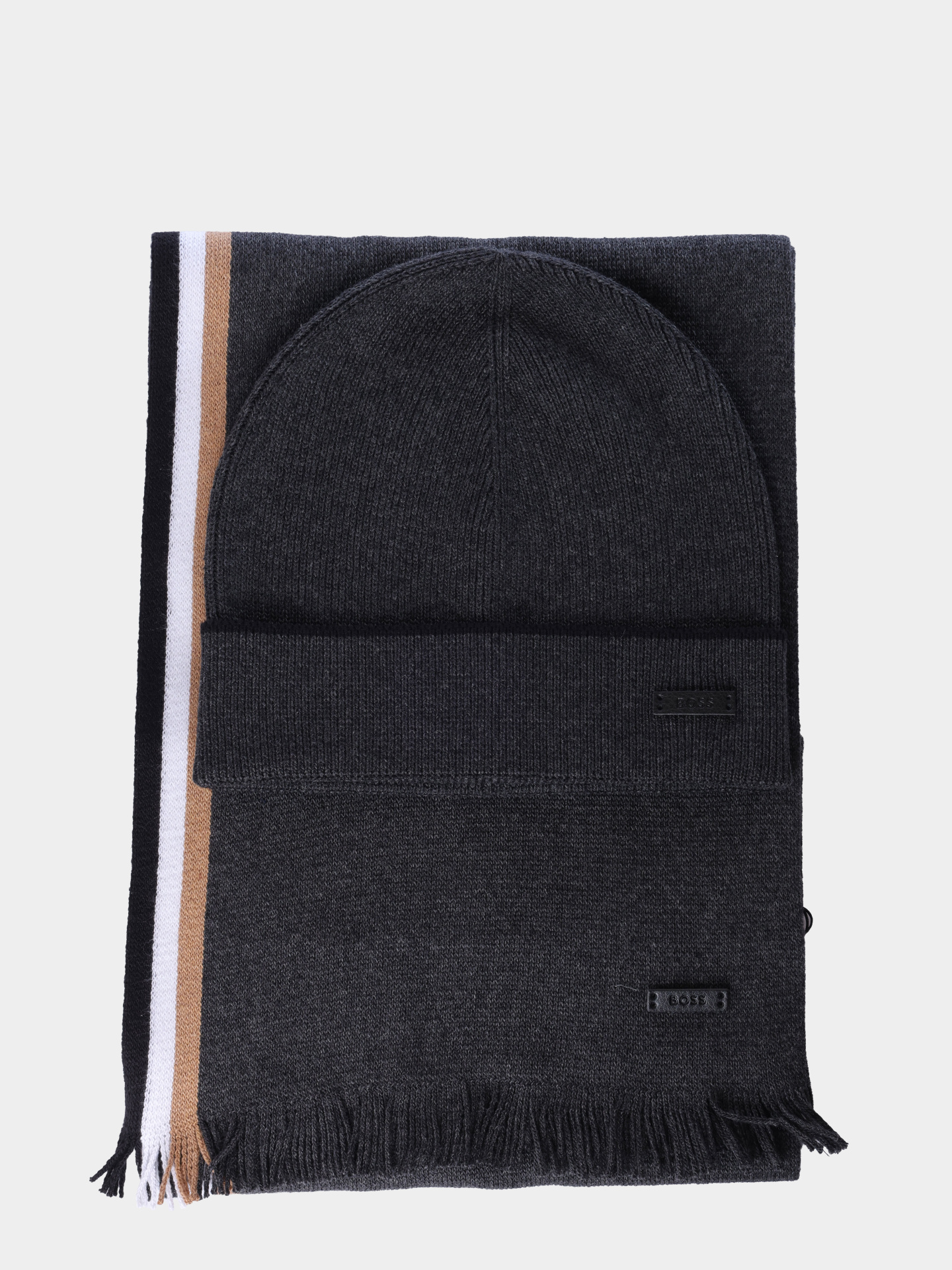 Комплект шапка и шарф Boss 50551072 030 серый мужской — купить в интернет-магазине Verdistore