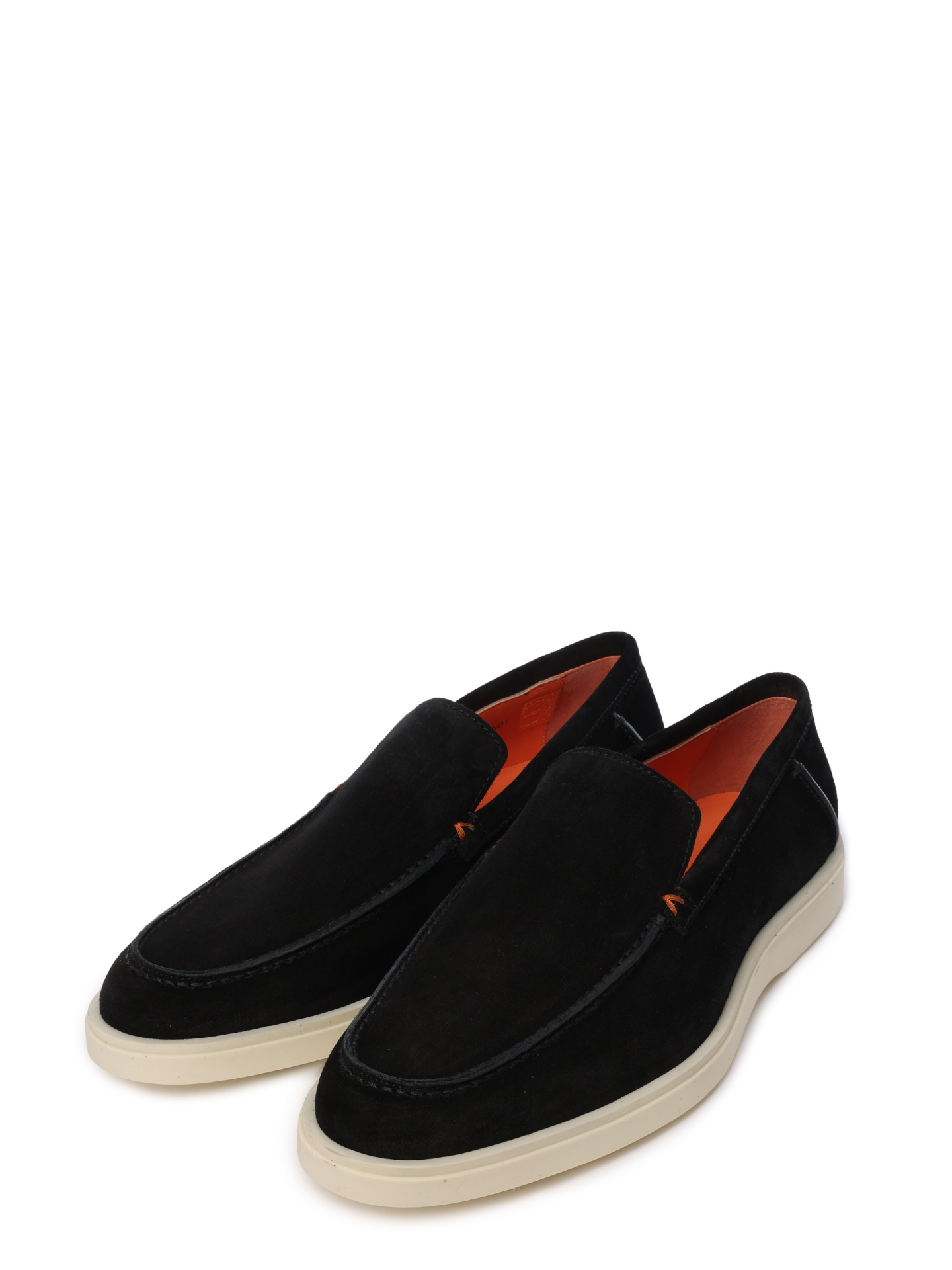 Лоферы замшевые черные на изогнутой белой подошве  — купить в интернет-магазине Verdistore