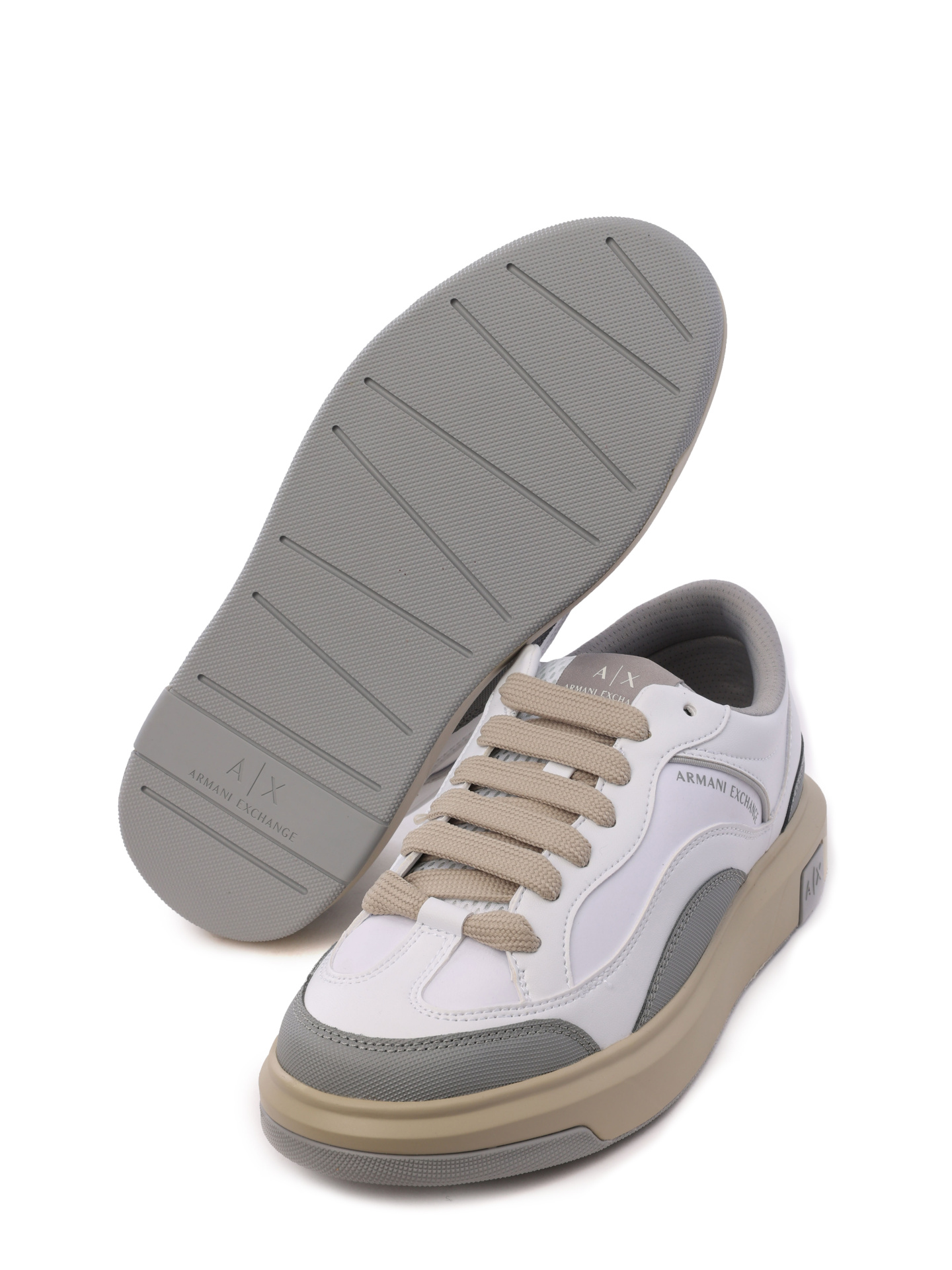 Кеды Armani Exchange XUX191 XV784 K525 комбинированные мужские на бежевой подошве — купить в интернет-магазине Verdistore