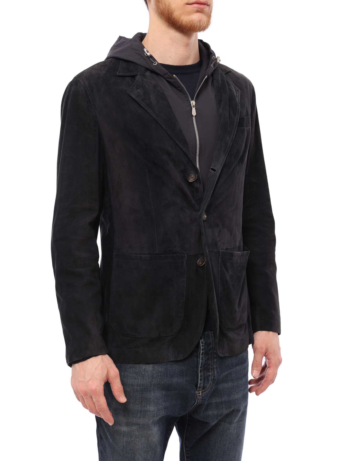 Куртка Brunello Cucinelli MPCLN1316 комбинированная мужская из замши — купить в интернет-магазине Verdistore