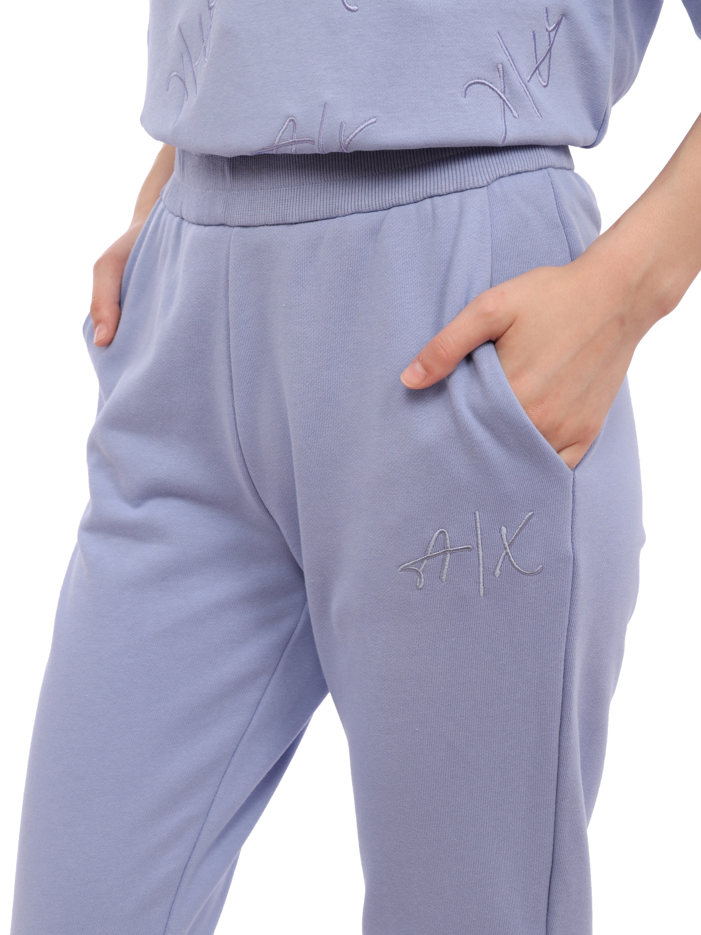 Брюки спортивные Armani Exchange 3RYP85 YJ3NZ 15CN лиловые женские с логотипом — купить в интернет-магазине Verdistore