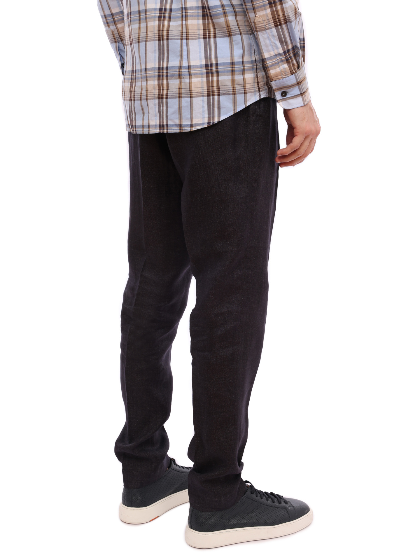 Брюки льняные прямого кроя темно-коричневые — купить в интернет-магазине Verdistore