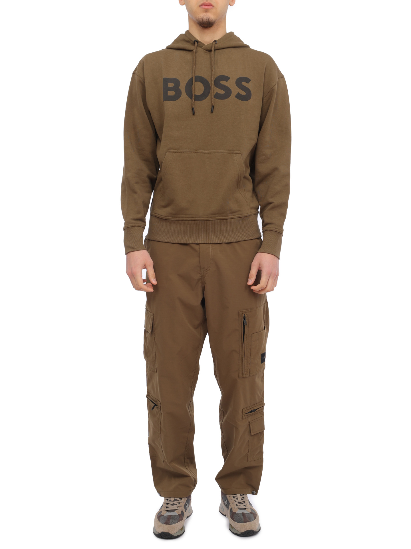 Худи Boss 50487134 368 хаки мужское с логотипом — купить в интернет-магазине Verdistore