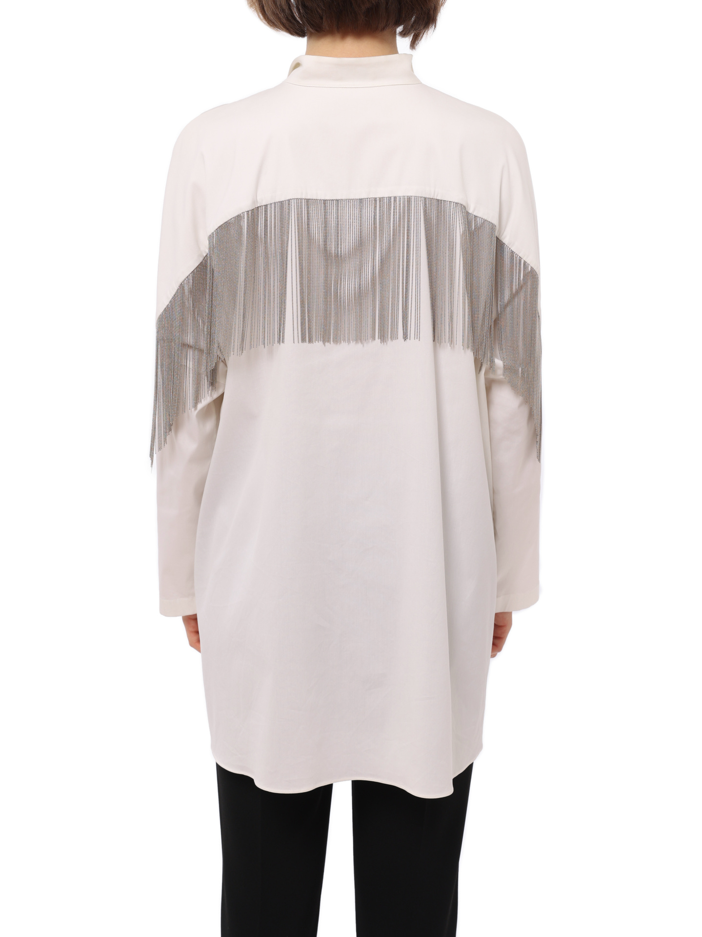 Блузка Brunello Cucinelli M0091M9906 белая женская с бахромой из цепочек — купить в интернет-магазине Verdistore