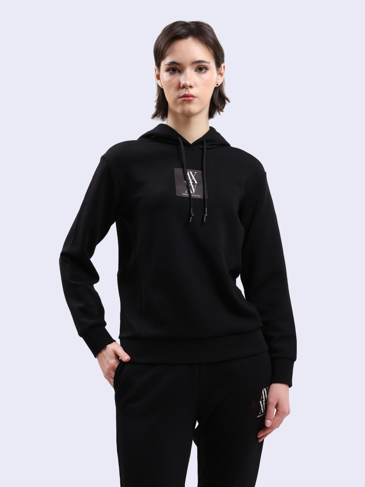 Худи Armani Exchange 6DYM78 YJEGZ 1200 черное женское — купить в интернет-магазине Verdistore