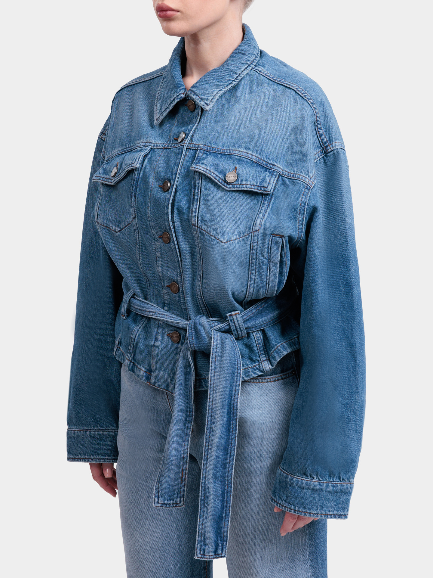 Куртка Pinko 106389 A341 PJV джинсовая женская с поясом — купить в интернет-магазине Verdistore