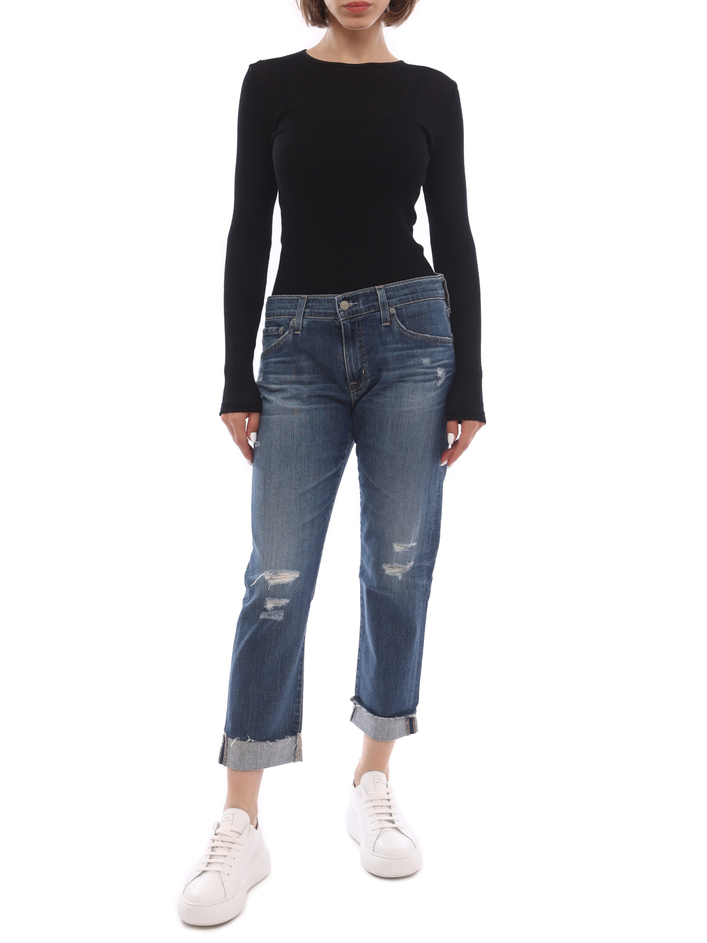 Джинсы AG PVC1575RH синие женские с потертостями — купить в интернет-магазине Verdistore