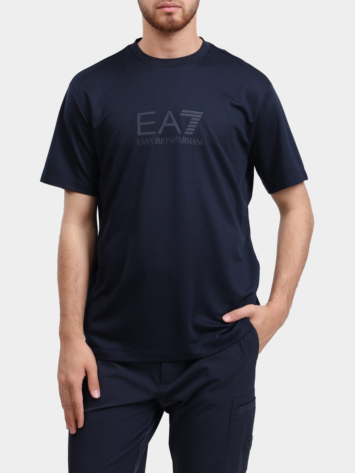 Футболка EA7 7M001358 AF13862 UB102 темно-синяя мужская — купить в интернет-магазине Verdistore