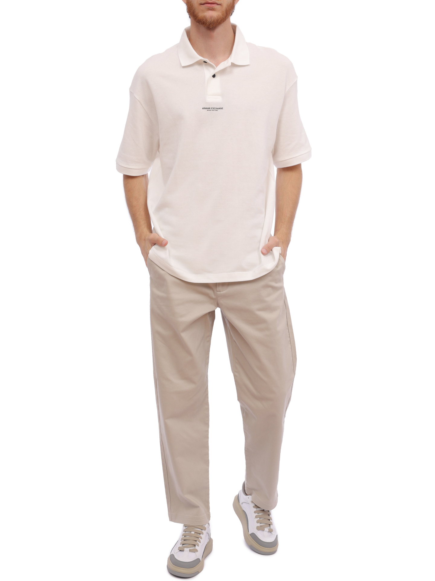 Брюки Armani Exchange 6RZP22 ZN2NZ 1934 молочные мужские из хлопка — купить в интернет-магазине Verdistore