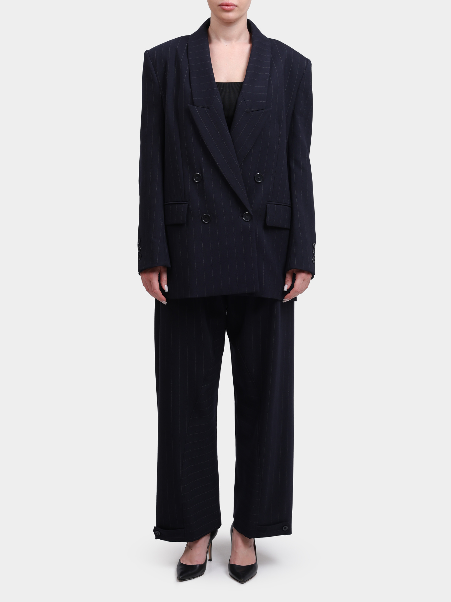 Брюки Pinko 105707 A2QY EZ1 женские в тонкую полоску — купить в интернет-магазине Verdistore