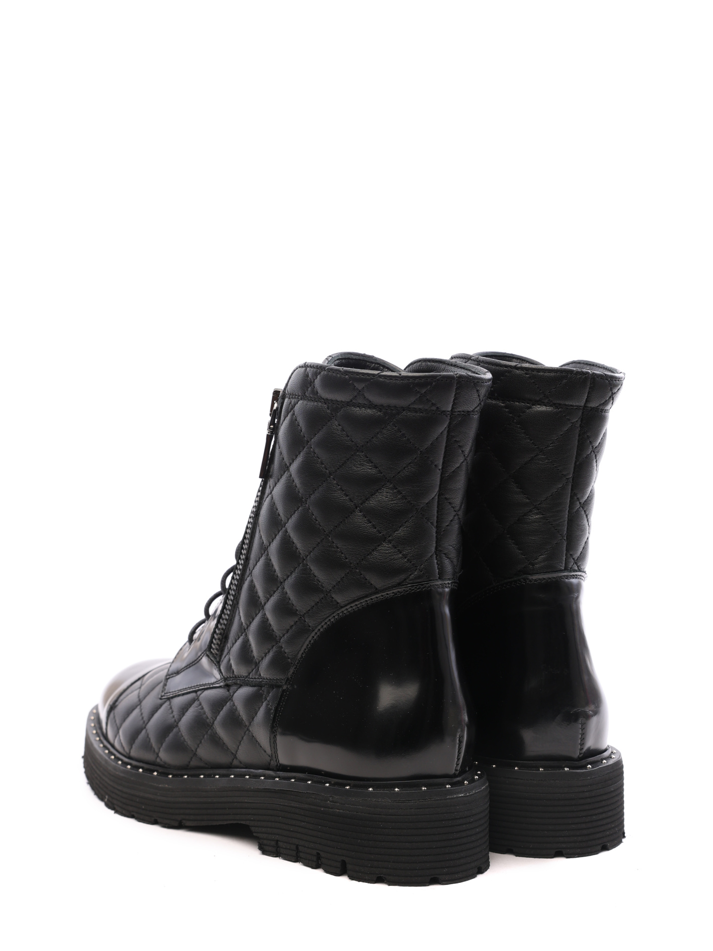 Ботинки Angelo Bervicato B3345 черные женские из стеганой кожи — купить в интернет-магазине Verdistore