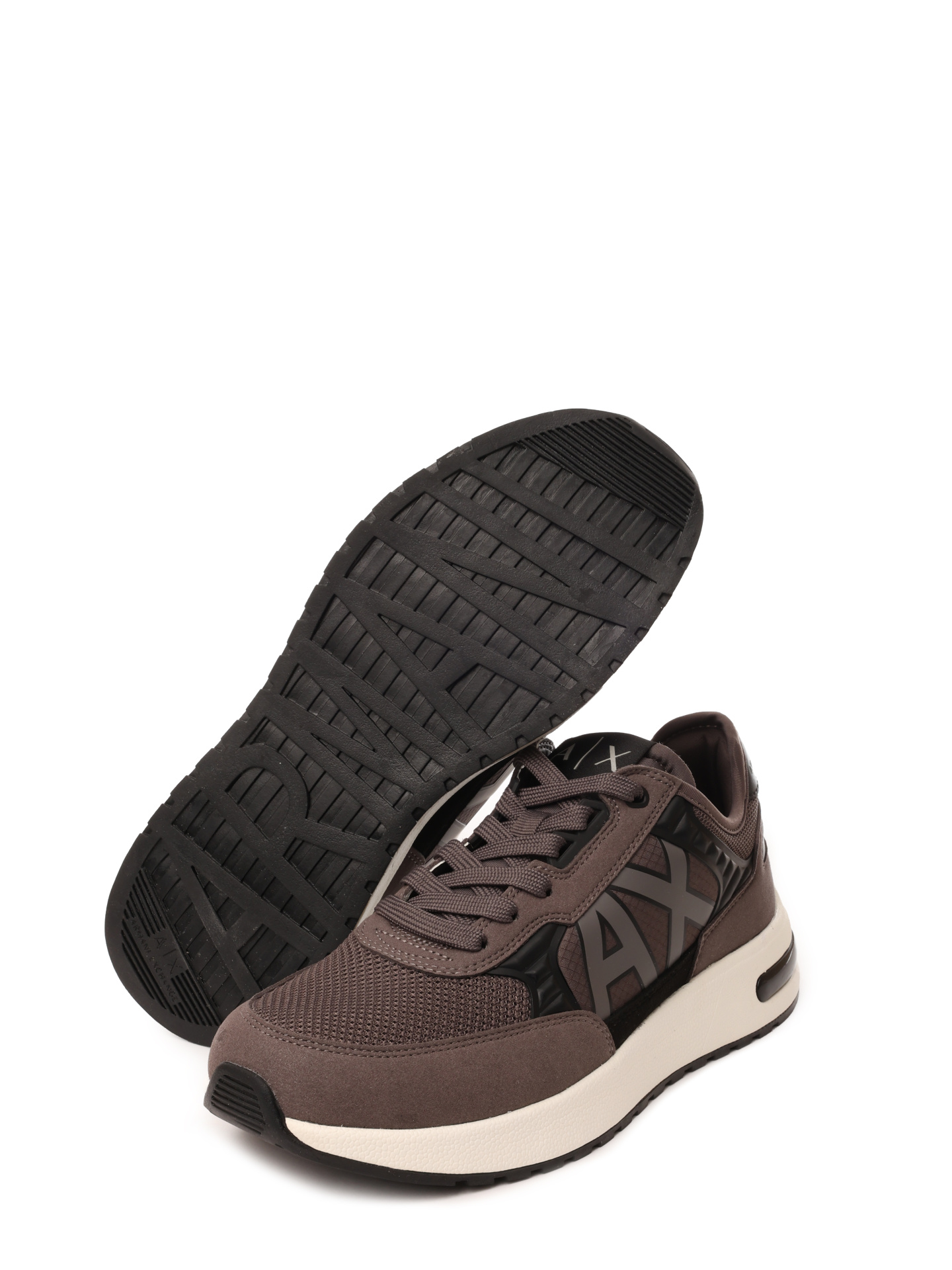 Кроссовки Armani Exchange XUX090 XV276 U200 коричневые мужские с сетчатой вставкой — купить в интернет-магазине Verdistore