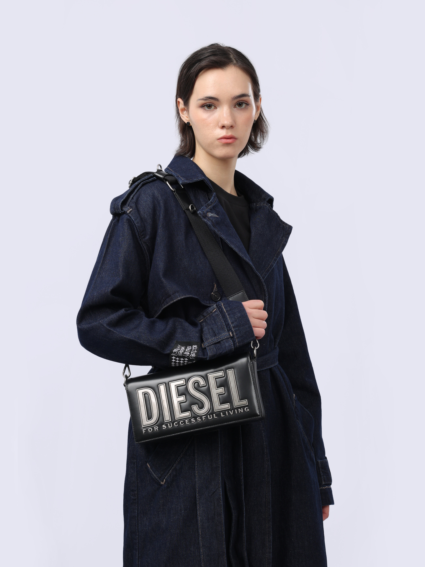 Сумка Diesel X09775P6183T8013 черная женская с логотипом — купить в интернет-магазине Verdistore