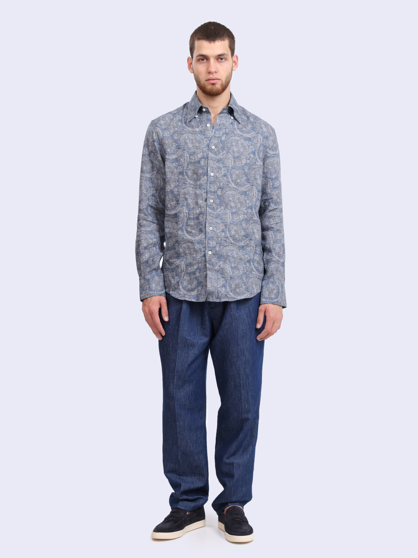 Рубашка Brunello Cucinelli MM6561716 C001 льняная мужская — купить в интернет-магазине Verdistore