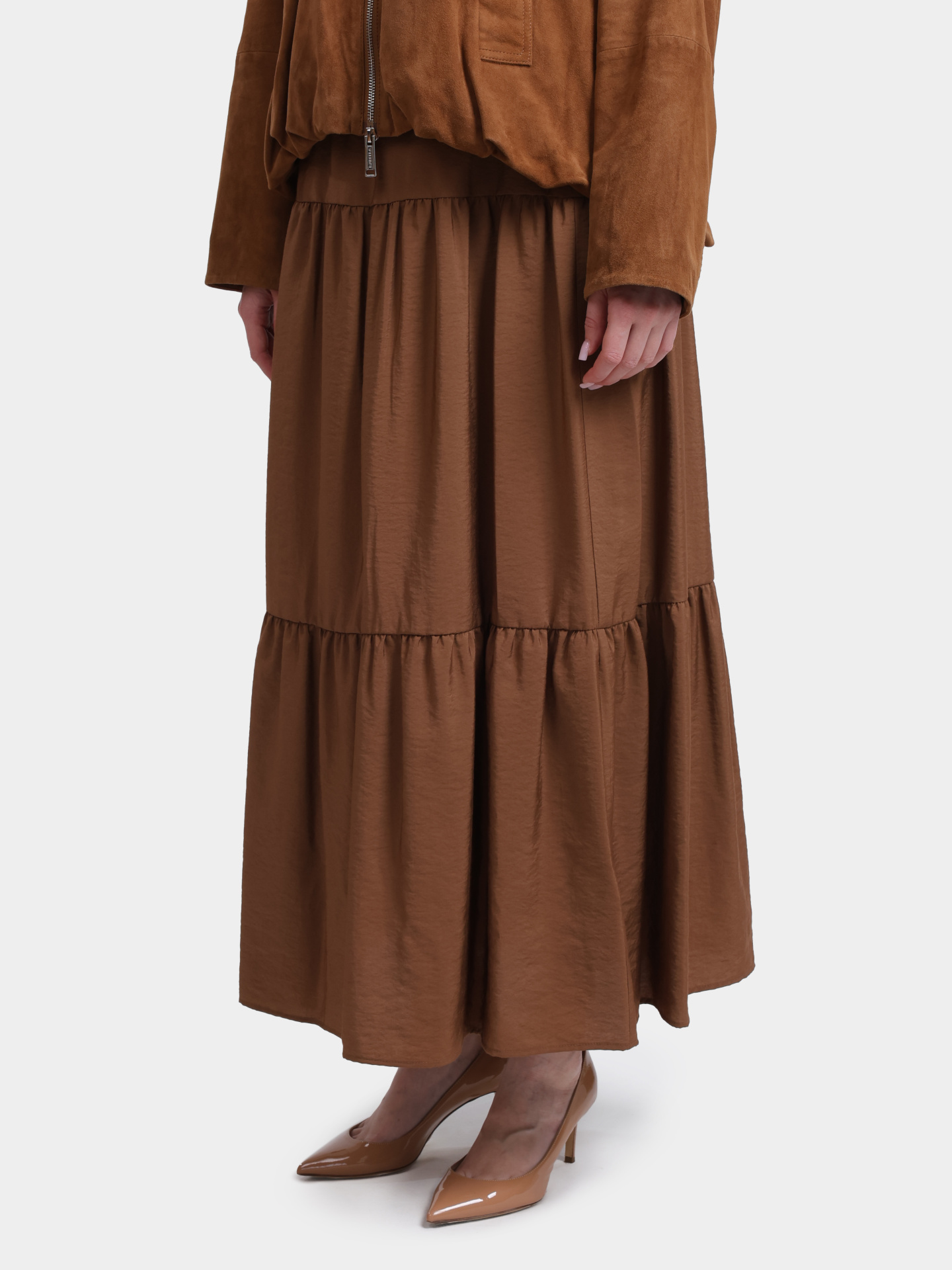 Юбка Marella Sport MLSCIOCCA 003 коричневая женская многоуровневой сборки — купить в интернет-магазине Verdistore